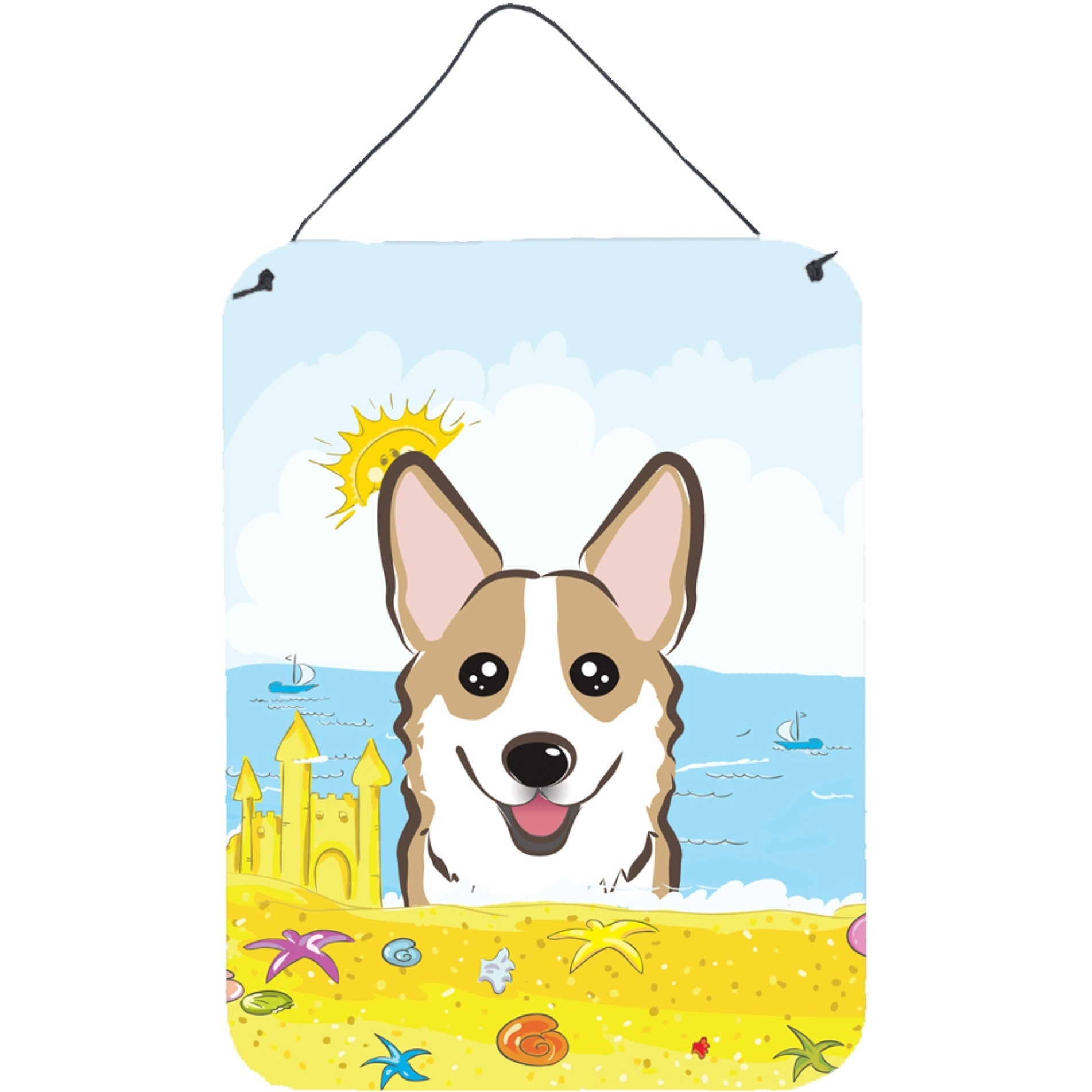 &quotCaroline's Treasures Sable Corgi Summer Beach Wall or Door Hanging Prints BB2121DS1216, 16HX12W, Multicolor"