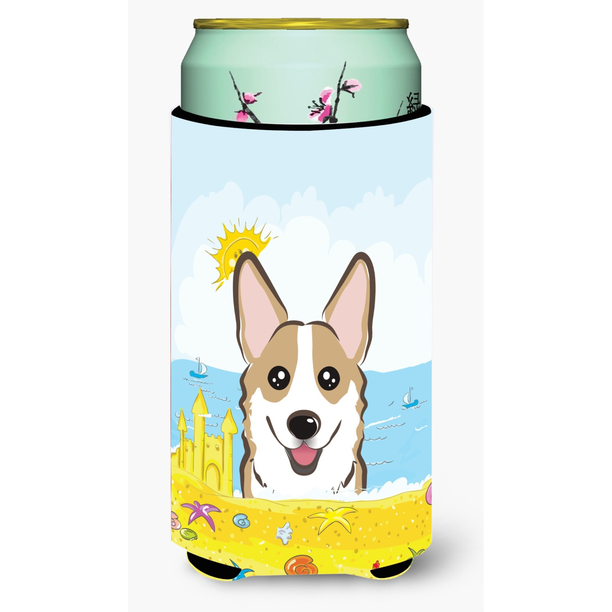 &quotCaroline's Treasures BB2121TBC "&quotSable Corgi Summer Beach"" Tall Boy Hugger Koozie, Multicolor"