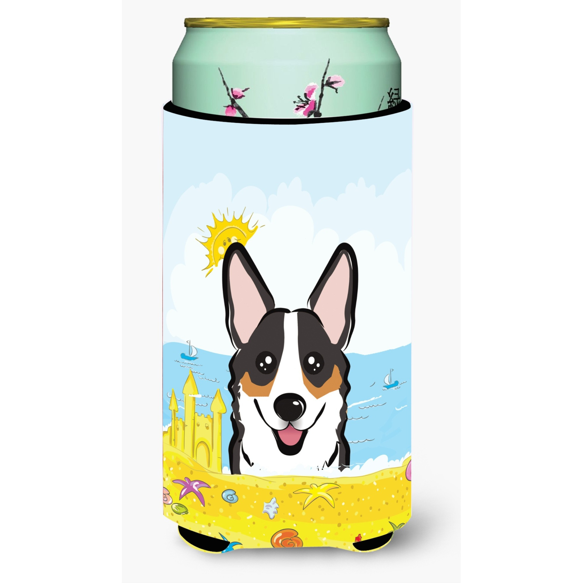 &quotCaroline's Treasures BB2123TBC "&quotTricolor Corgi Summer Beach"" Tall Boy Hugger Koozie, Multicolor"