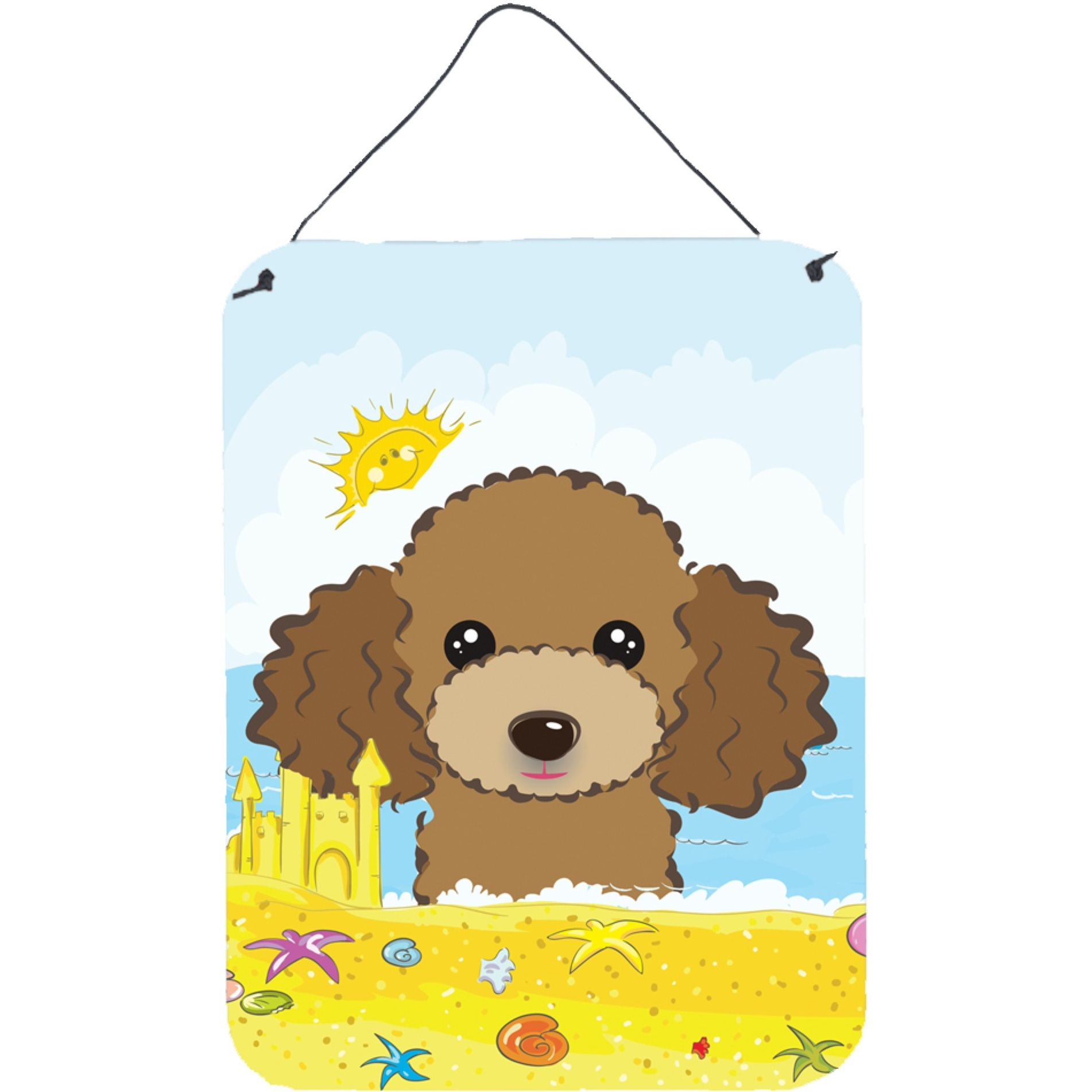 &quotCaroline's Treasures Chocolate Brown Poodle Summer Beach Wall or Door Hanging Prints BB2124DS1216, 16HX12W, Multicolor"