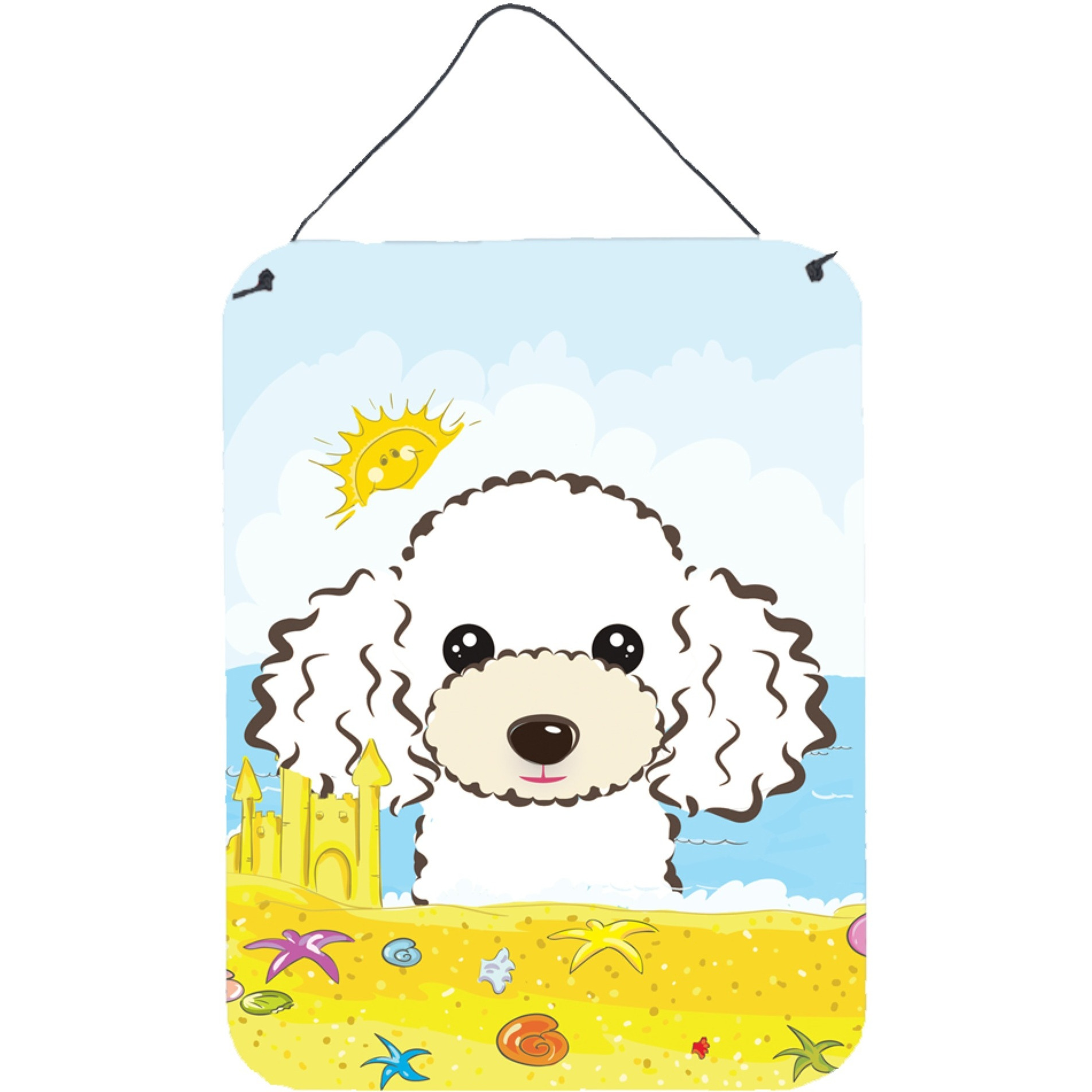 &quotCaroline's Treasures White Poodle Summer Beach Wall or Door Hanging Prints BB2125DS1216, 16"&quotH x 12"&quotW, Multicolor"