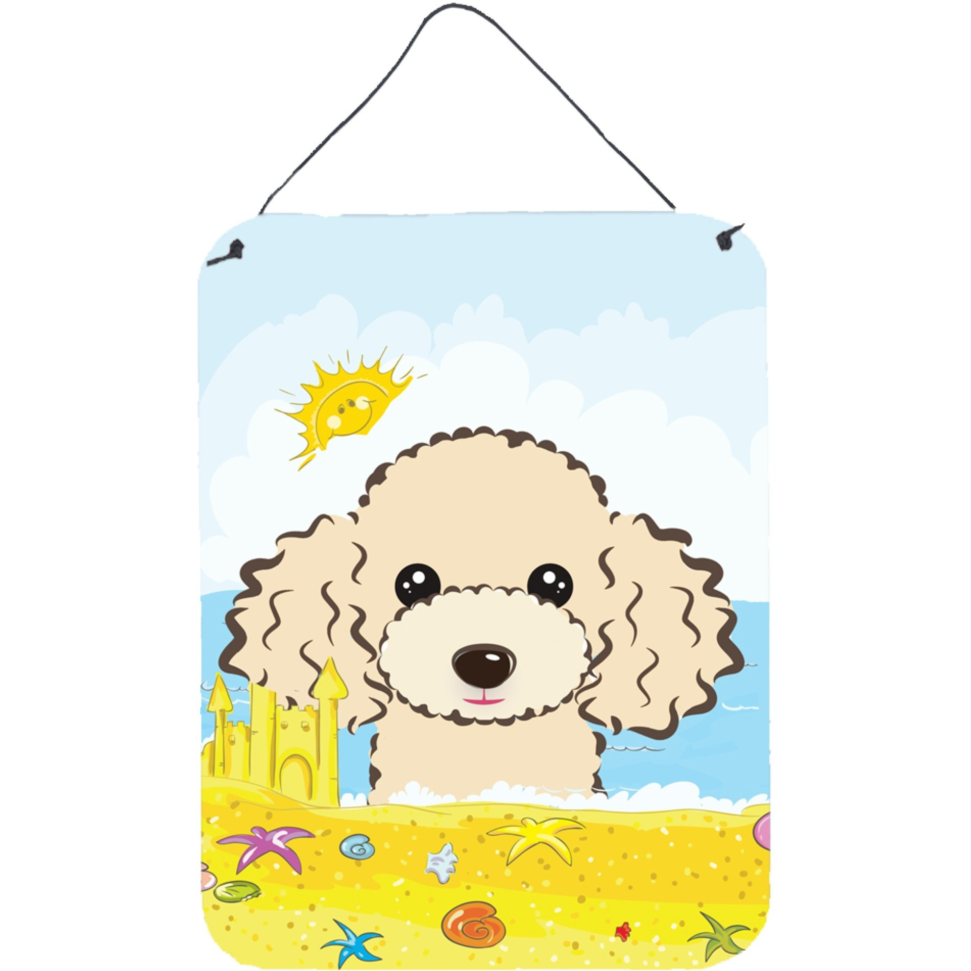&quotCaroline's Treasures Buff Poodle Summer Beach Wall or Door Hanging Prints BB2126DS1216, 16HX12W, Multicolor"