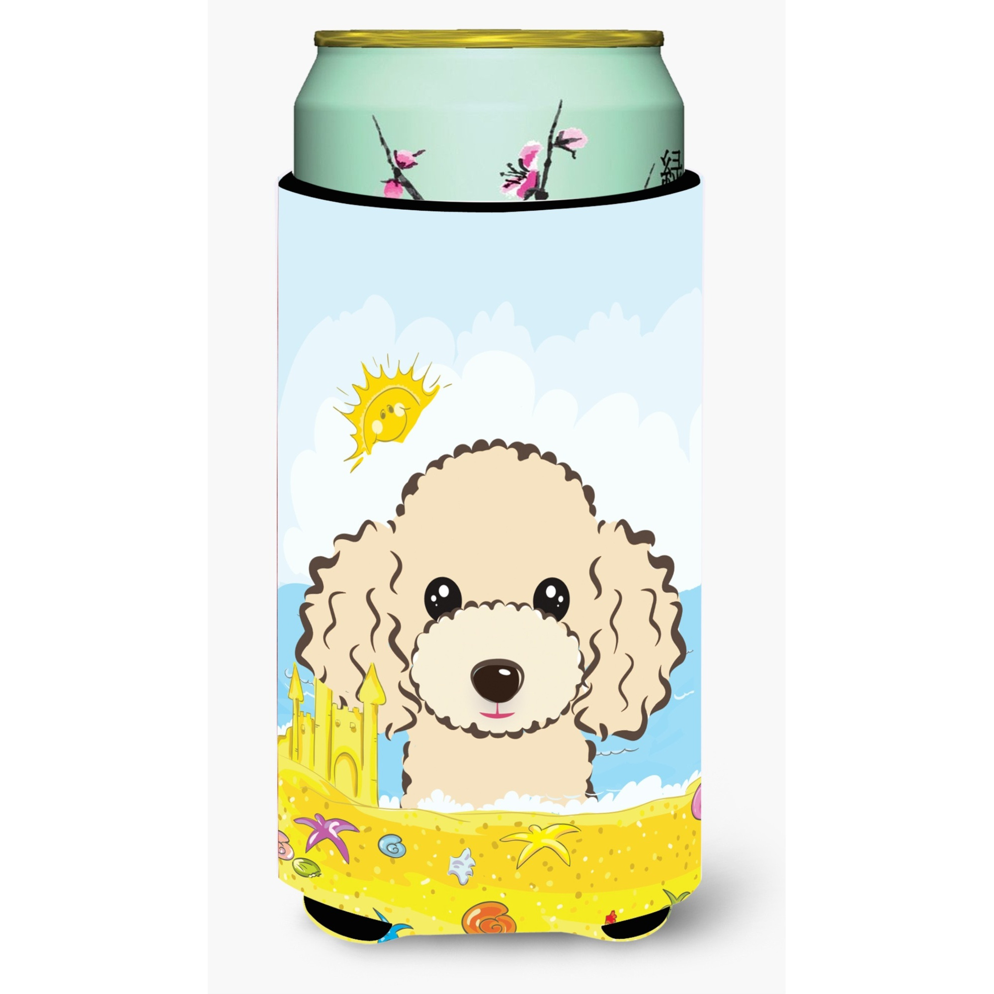 &quotCaroline's Treasures BB2126TBC "&quotBuff Poodle Summer Beach"" Tall Boy Hugger Koozie, Multicolor"