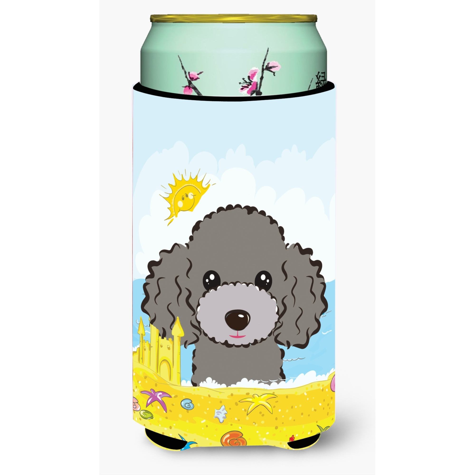 &quotCaroline's Treasures BB2127TBC "&quotSilver Gray Poodle Summer Beach"" Tall Boy Hugger Koozie, Multicolor"