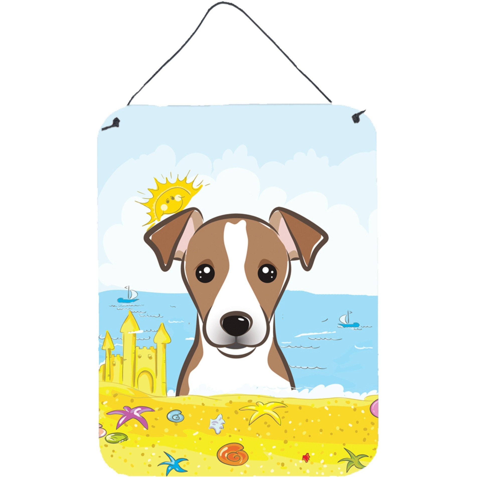 &quotCaroline's Treasures Jack Russell Terrier Summer Beach Wall or Door Hanging Prints BB2128DS1216, 16HX12W, Multicolor"