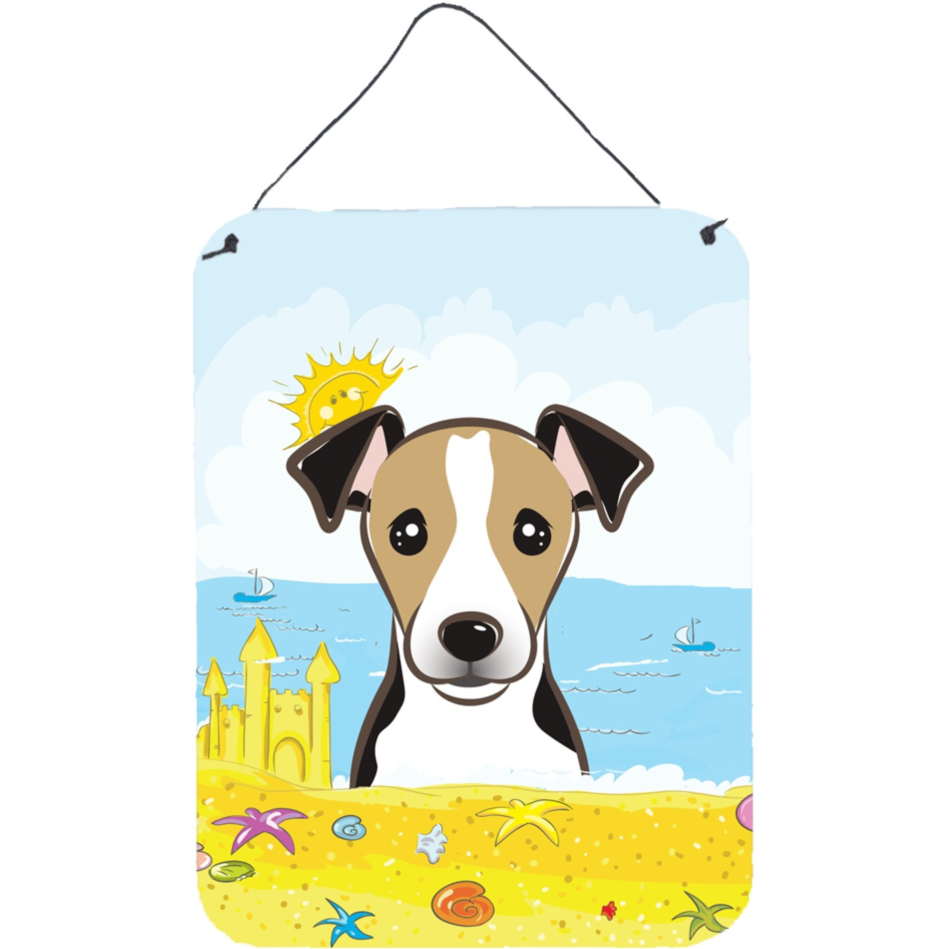 &quotCaroline's Treasures Jack Russell Terrier Summer Beach Wall or Door Hanging Prints BB2129DS1216, 16HX12W, Multicolor"