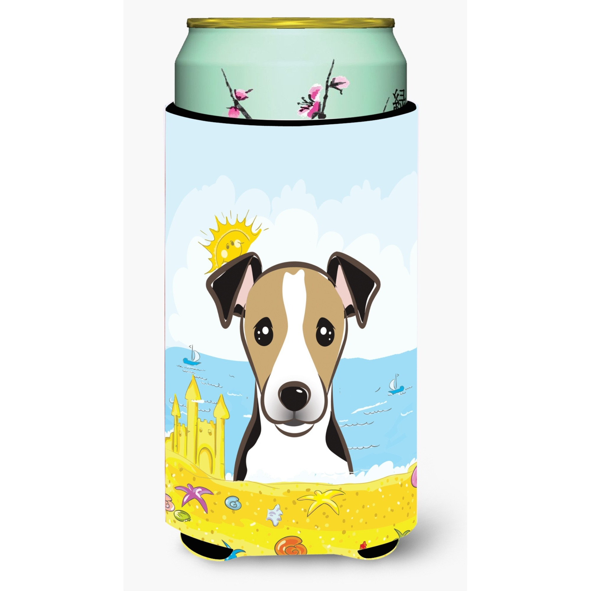 &quotCaroline's Treasures BB2129TBC "&quotJack Russell Terrier Summer Beach"" Tall Boy Hugger Koozie, Multicolor"