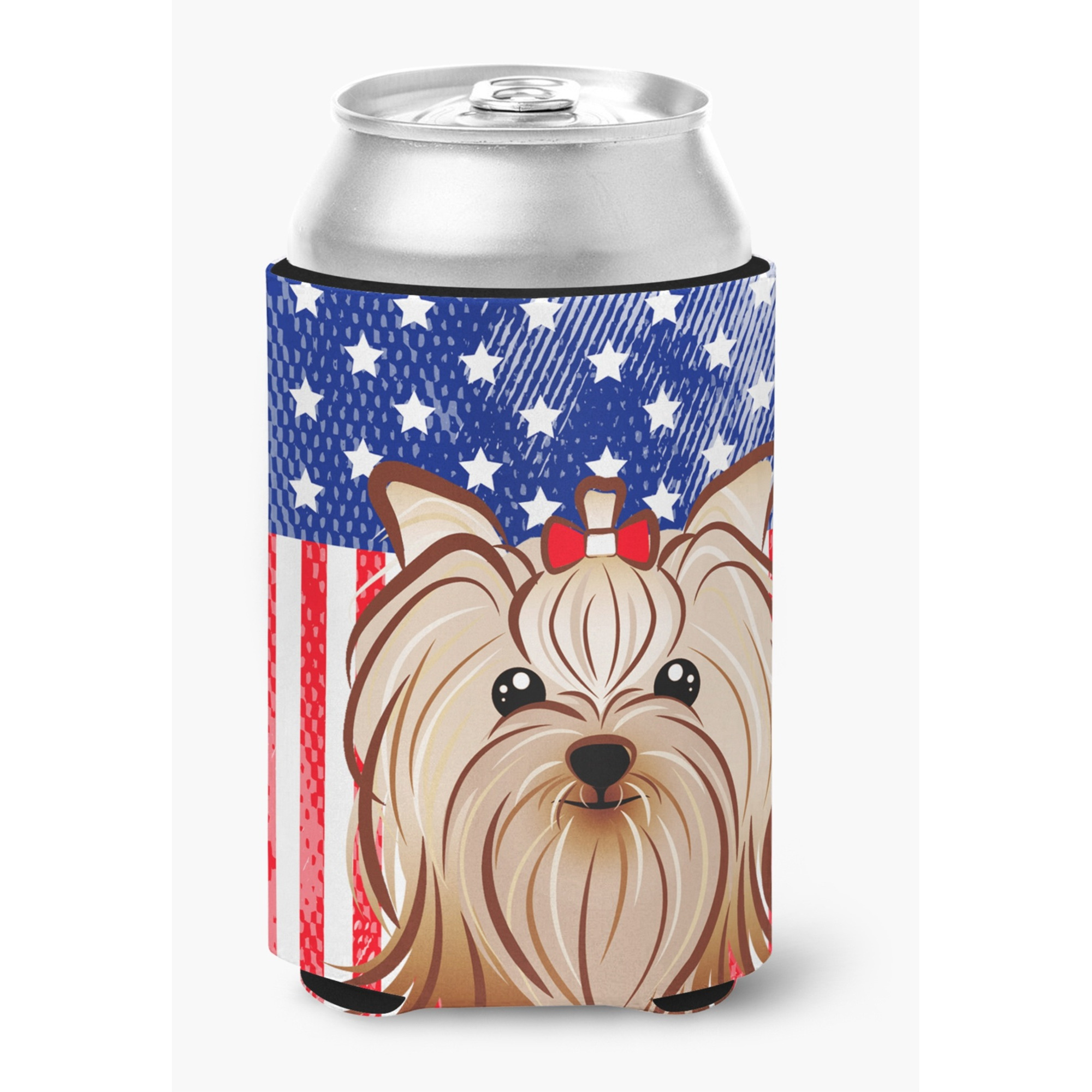 &quotCaroline's Treasures BB2134CC American Flag And Yorkie Yorkshire Terrier Can Or Bottle Hugger, Multicolor"