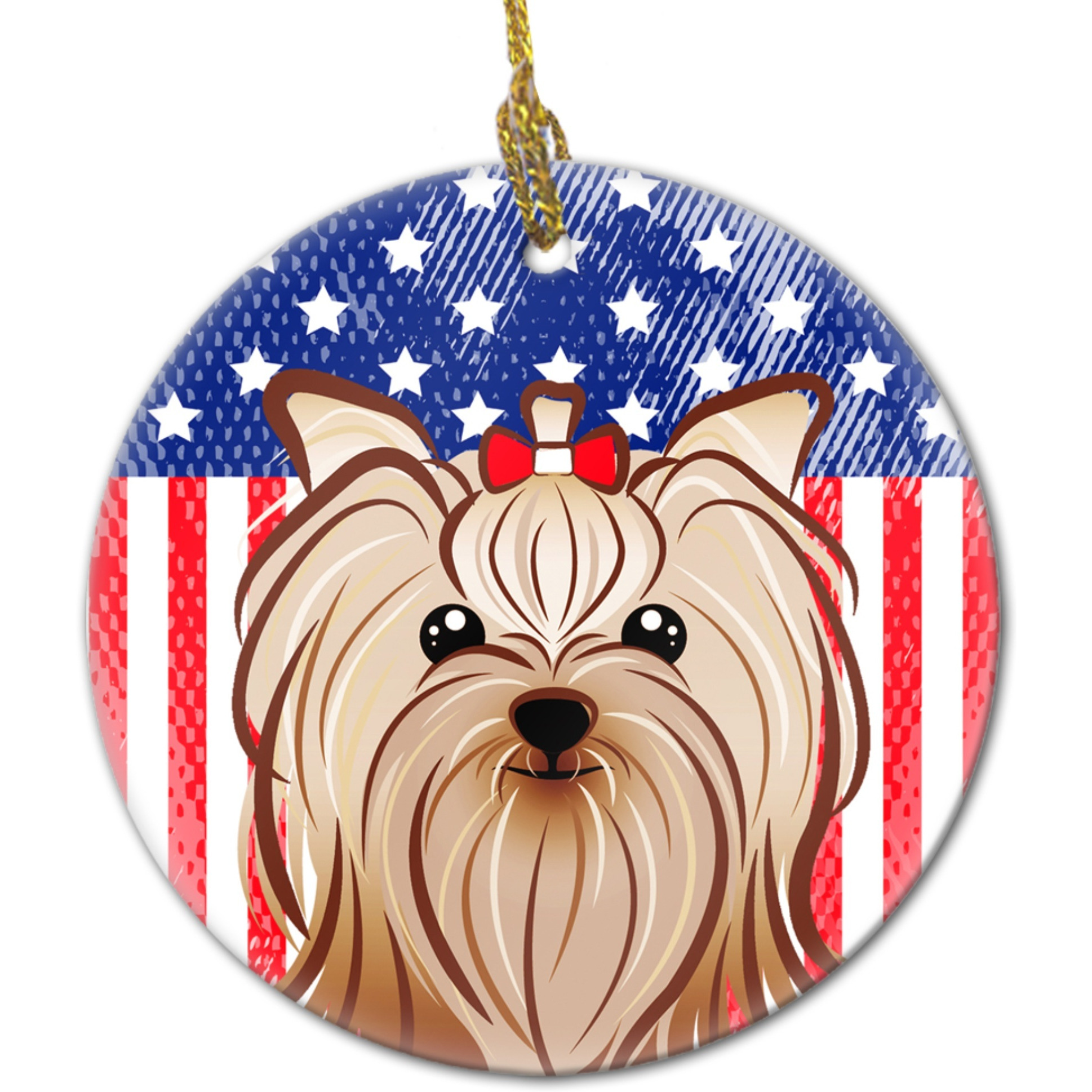 &quotCaroline's Treasures American Flag and Yorkie Yorkishire Terrier Ceramic Ornament, Multicolor"