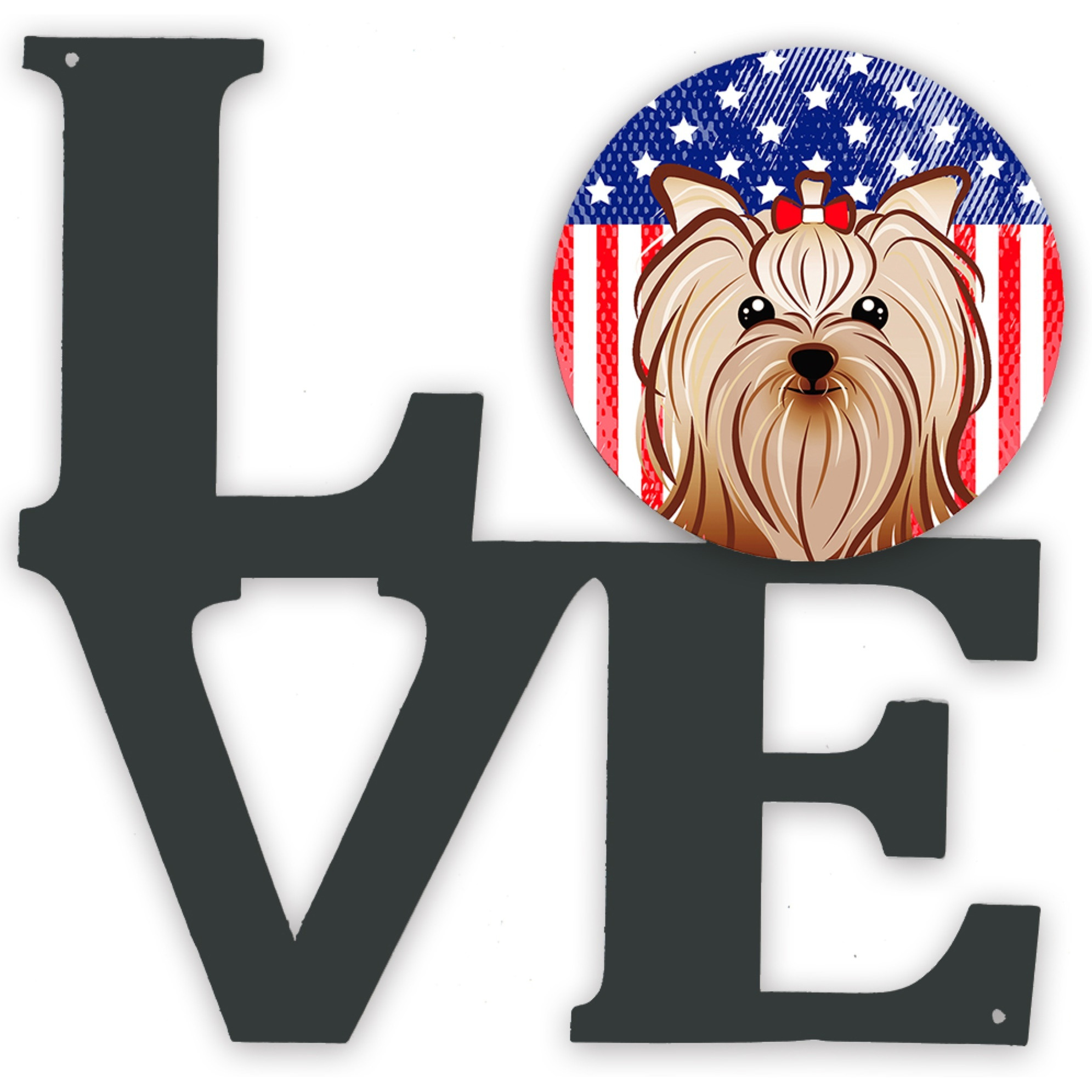 &quotCaroline's Treasures American Flag and Yorkie Yorkishire Terrier Metal Artwork Love wall-decor, Multicolor"