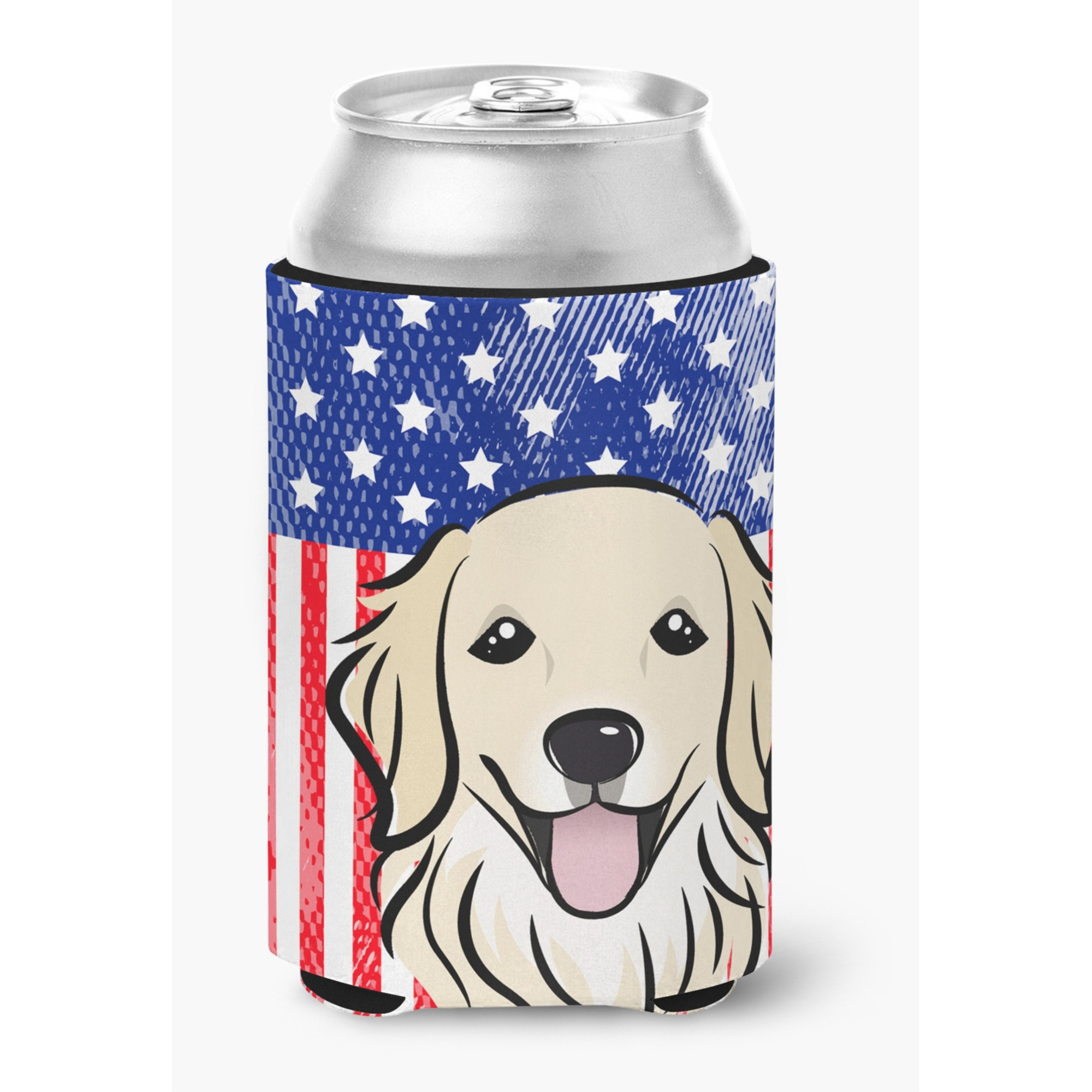 &quotCaroline's Treasures BB2135CC American Flag And Golden Retriever Can Or Bottle Hugger, Multicolor"