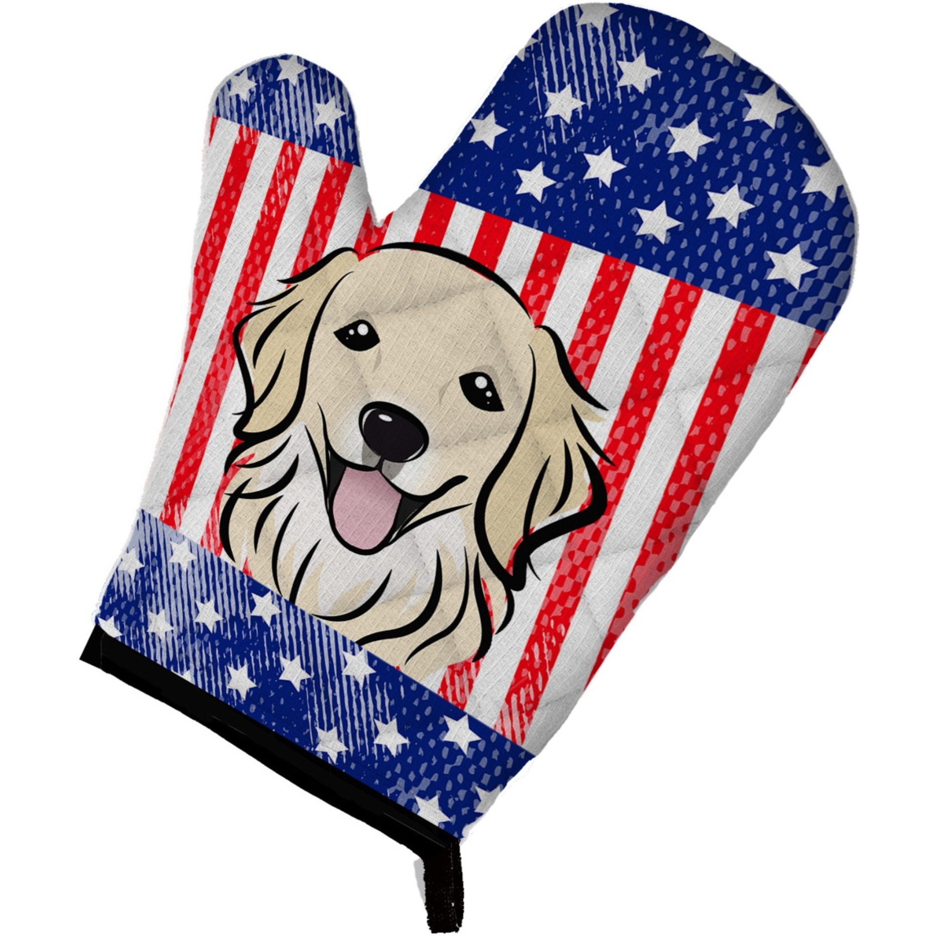&quotCaroline's Treasures BB2135OVMT American Flag and Golden Retriever Oven Mitt, 12"" by 8.5"", Multicolor"