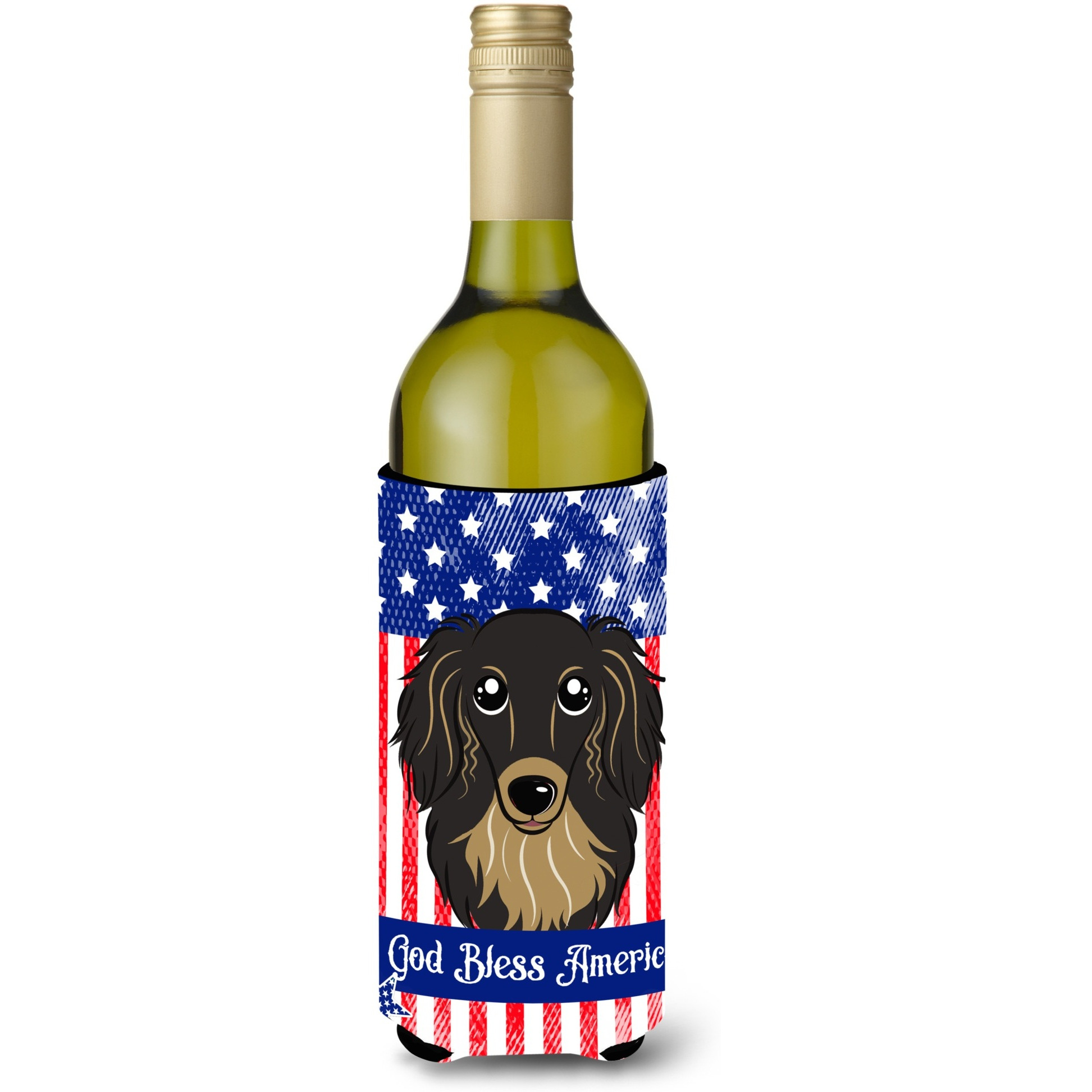 &quotCaroline's Treasures BB2143LITERK "&quotLonghair Black and Tan Dachshund"" Wine Bottle Hugger Koozie, 750ml, Multicolor"