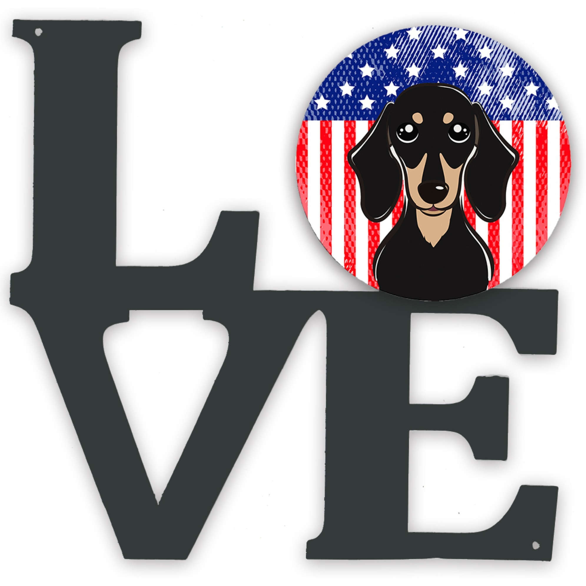 &quotCaroline's Treasures American Flag and Smooth Black and Tan Dachshund Metal Artwork Love wall-decor, Multicolor"