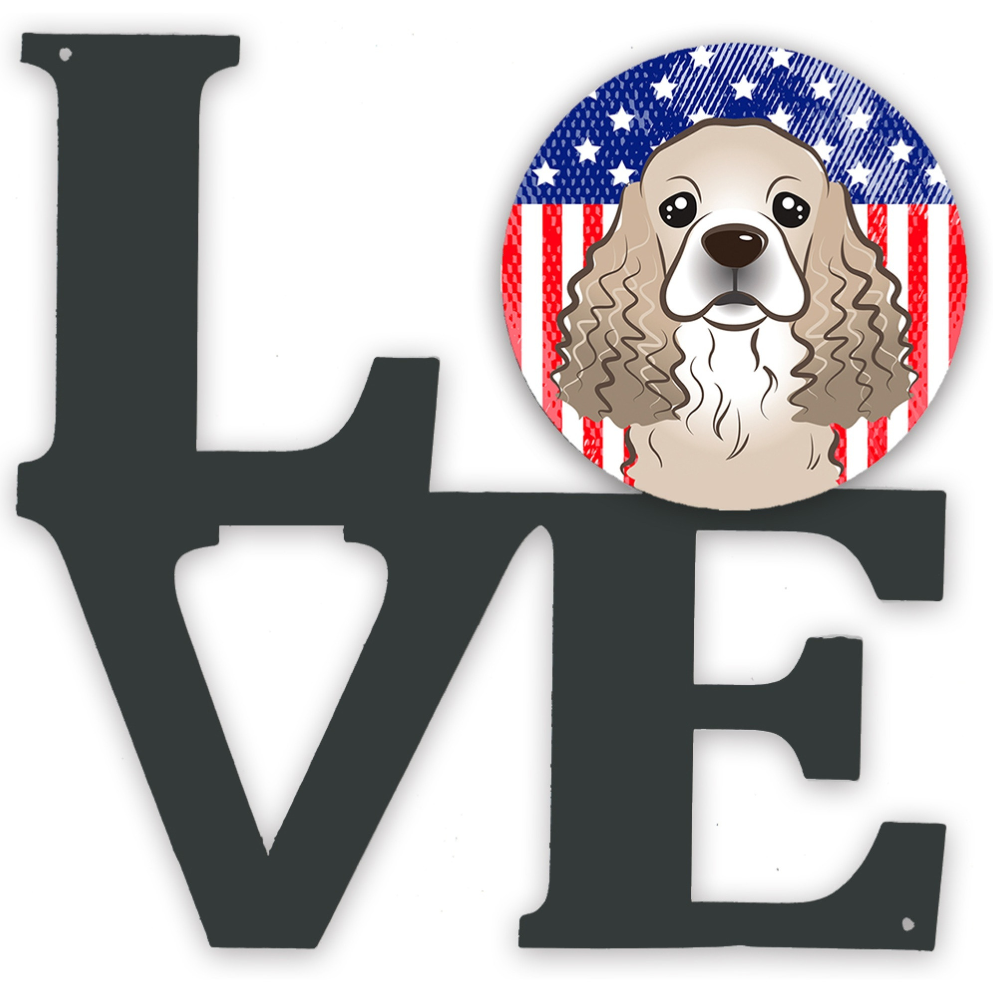 &quotCaroline's Treasures American Flag and Cocker Spaniel Metal Artwork Love wall-decor, Multicolor"