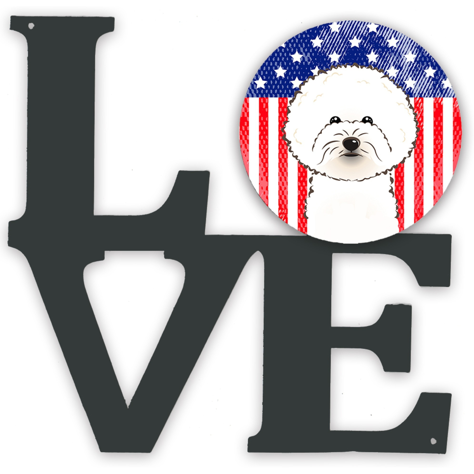 &quotCaroline's Treasures American Flag and Bichon Frise Metal Artwork Love wall-decor, Multicolor"