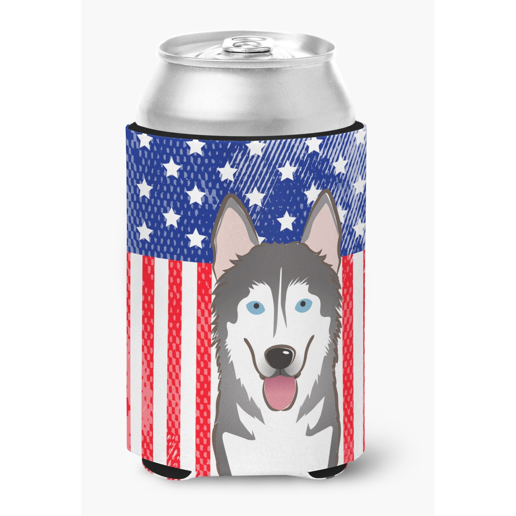 &quotCaroline's Treasures BB2148CC American Flag And Alaskan Malamute Can Or Bottle Hugger, Multicolor"