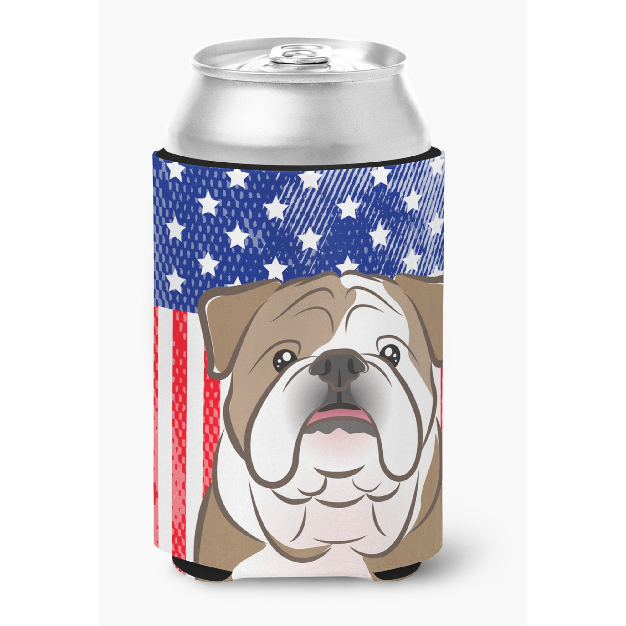 &quotCaroline's Treasures BB2149CC American Flag And English Bulldog Can Or Bottle Hugger, Multicolor"