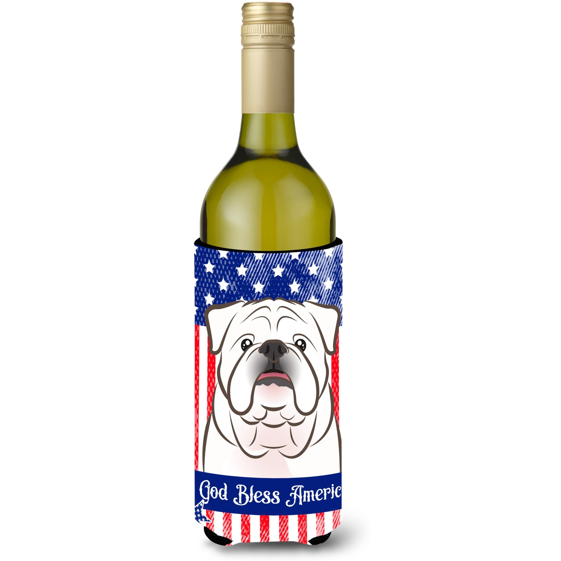 &quotCaroline's Treasures BB2150LITERK "&quotWhite English Bulldog"" Wine Bottle Hugger Koozie, 750ml, Multicolor"