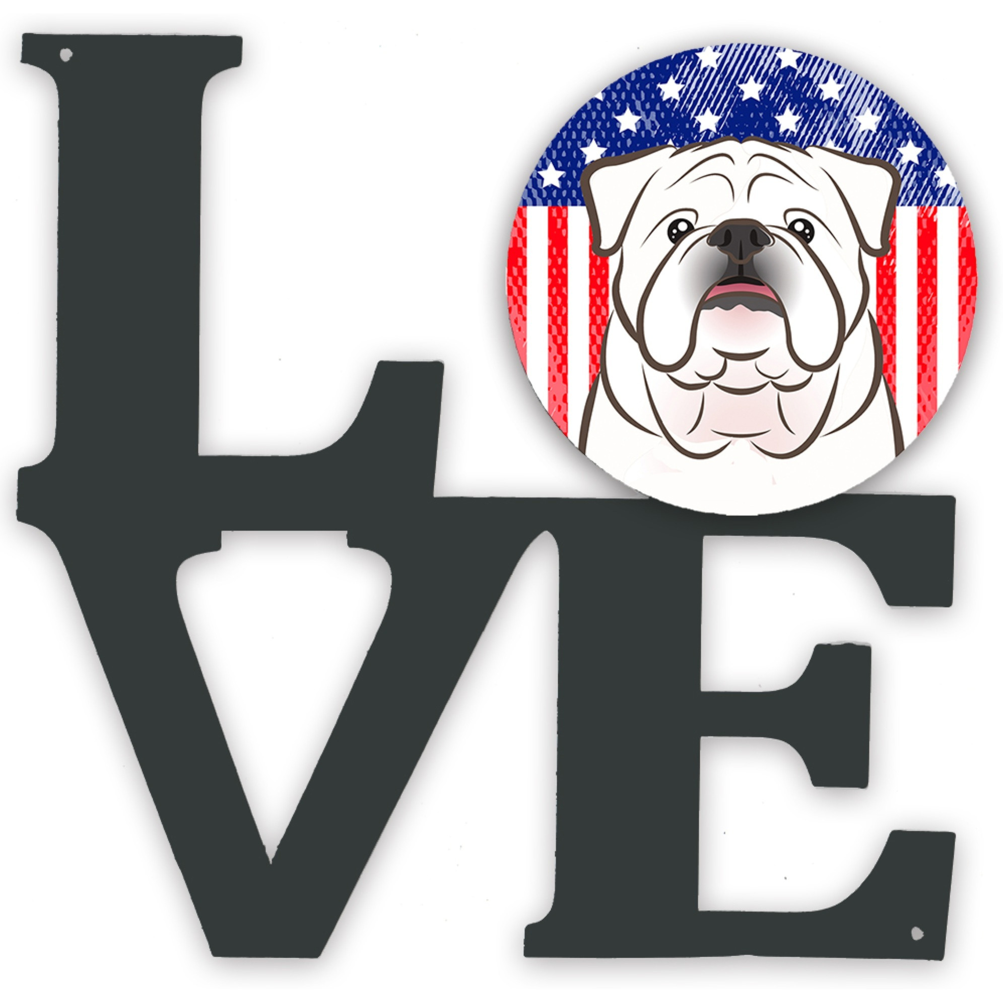 &quotCaroline's Treasures American Flag and White English Bulldog Metal Artwork Love wall-decor, Multicolor"