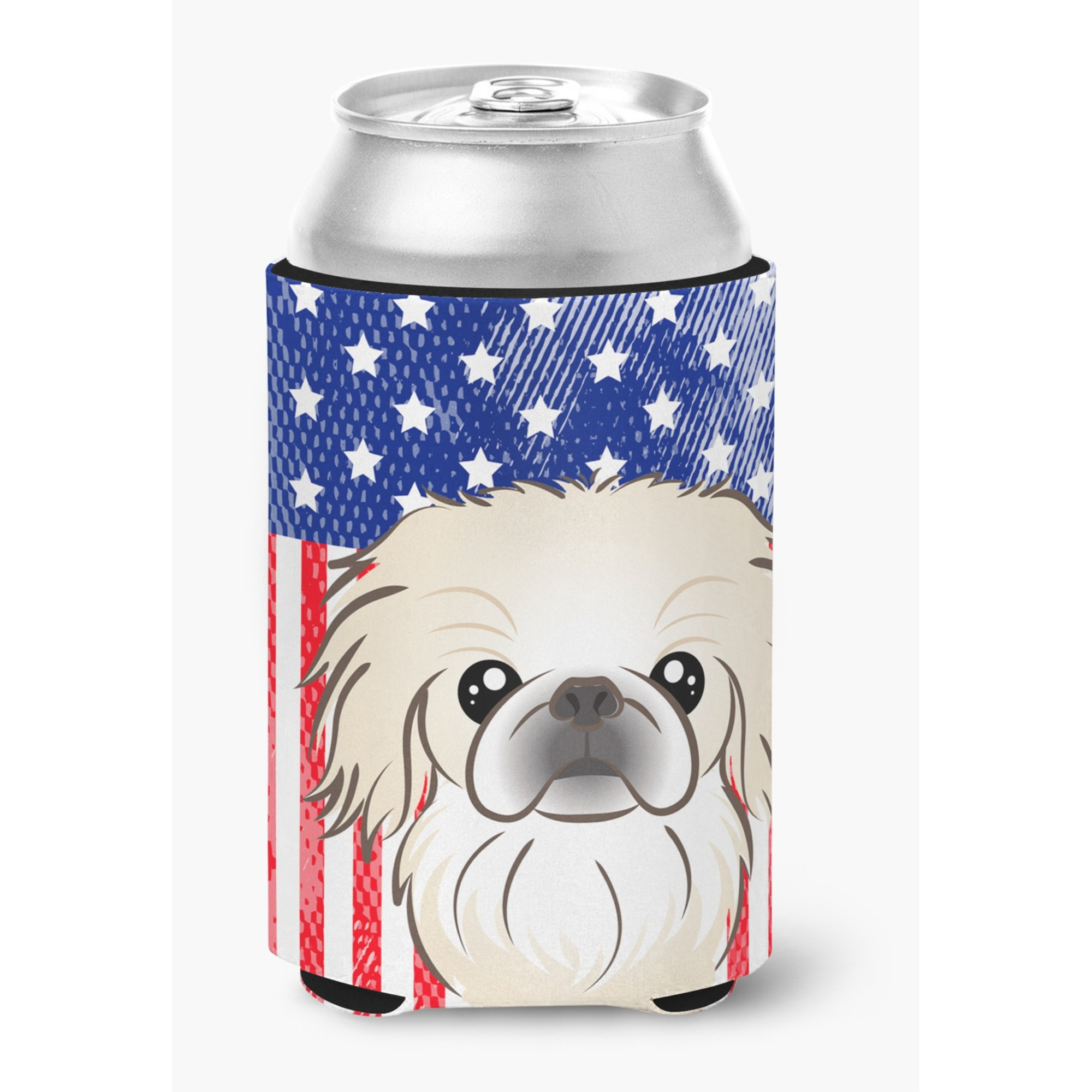&quotCaroline's Treasures BB2151CC American Flag And Pekingese Can Or Bottle Hugger, Multicolor"