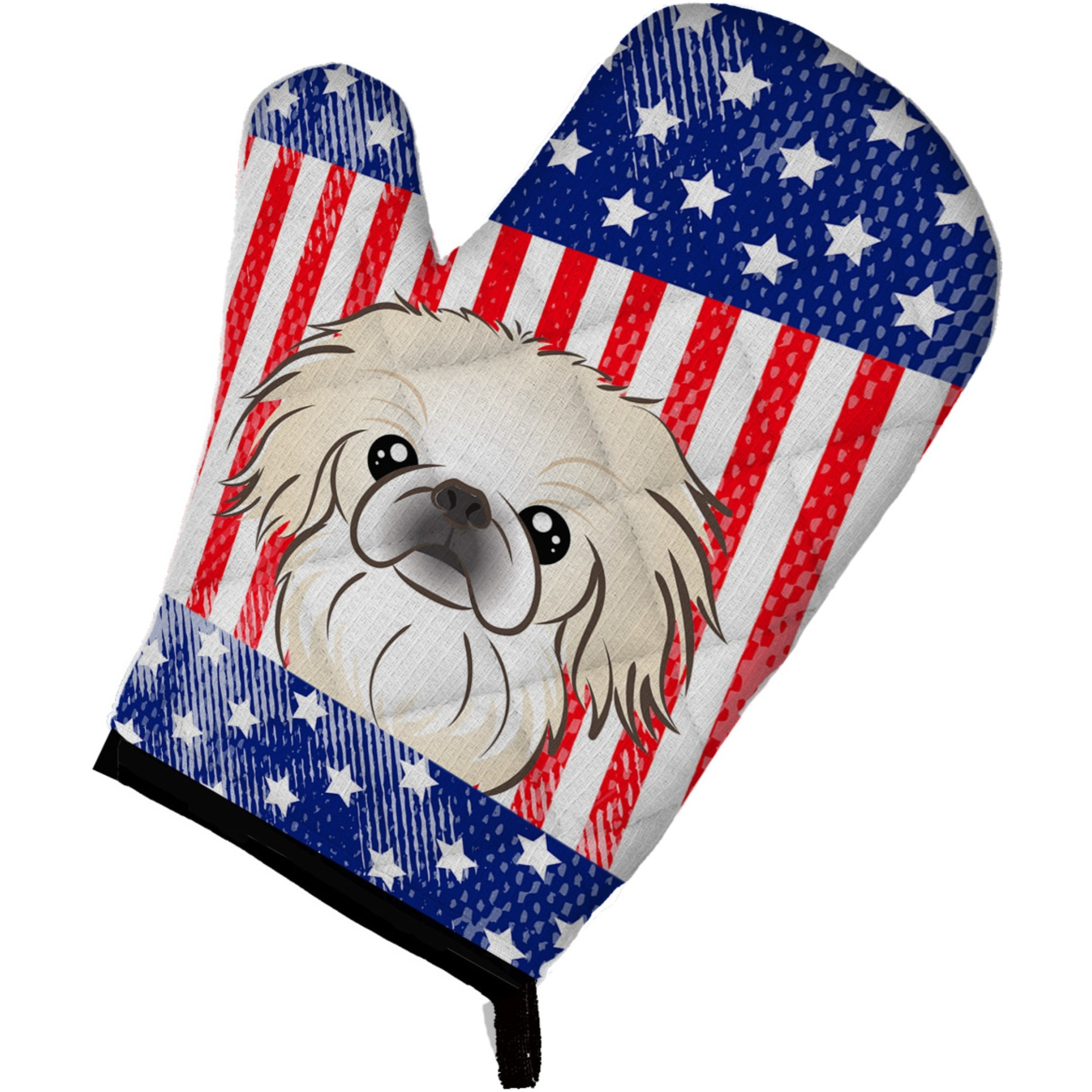 &quotCaroline's Treasures BB2151OVMT American Flag and Pekingese Oven Mitt, 12"" by 8.5"", Multicolor"