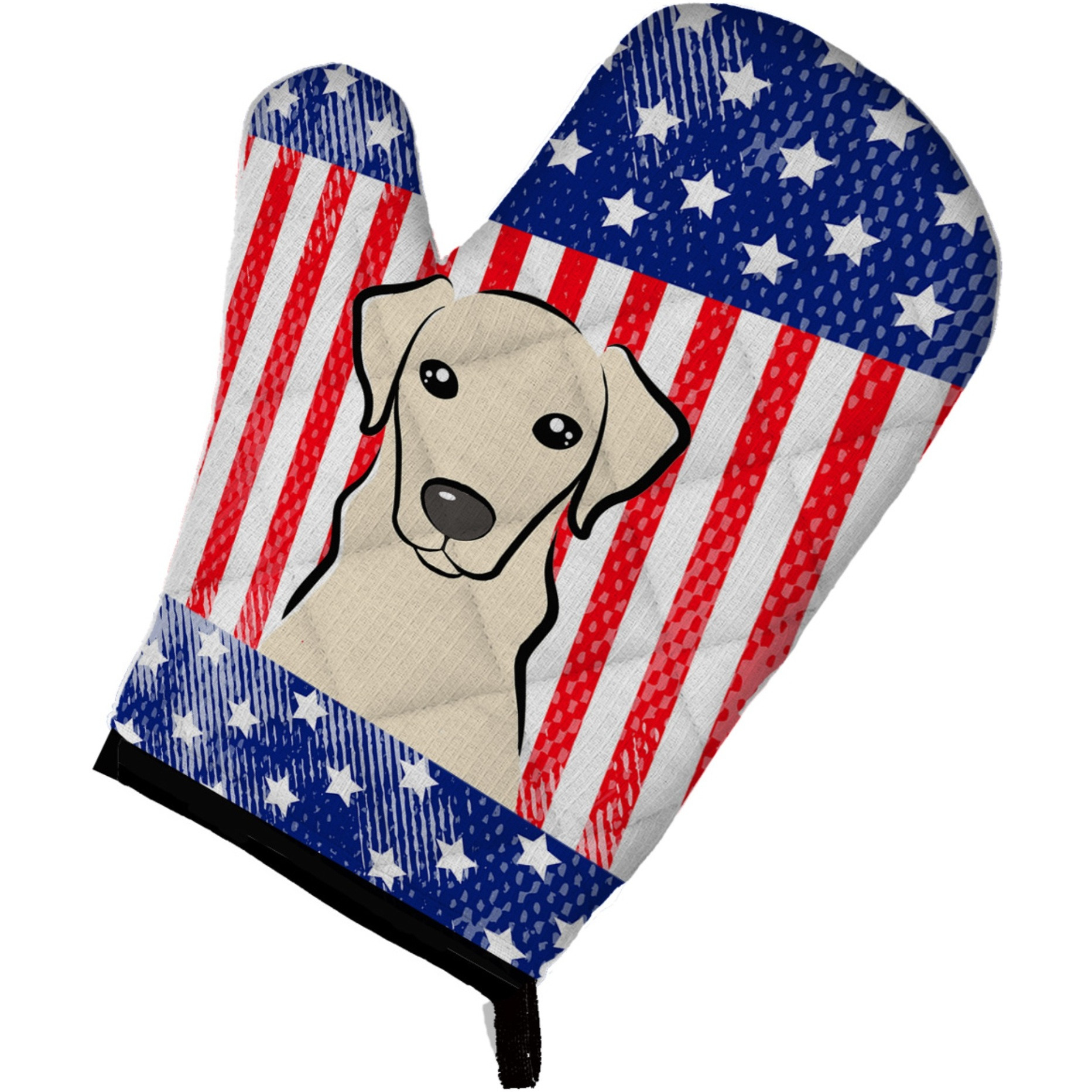 &quotCaroline's Treasures BB2152OVMT American Flag and Yellow Labrador Oven Mitt, 12"" by 8.5"", Multicolor"