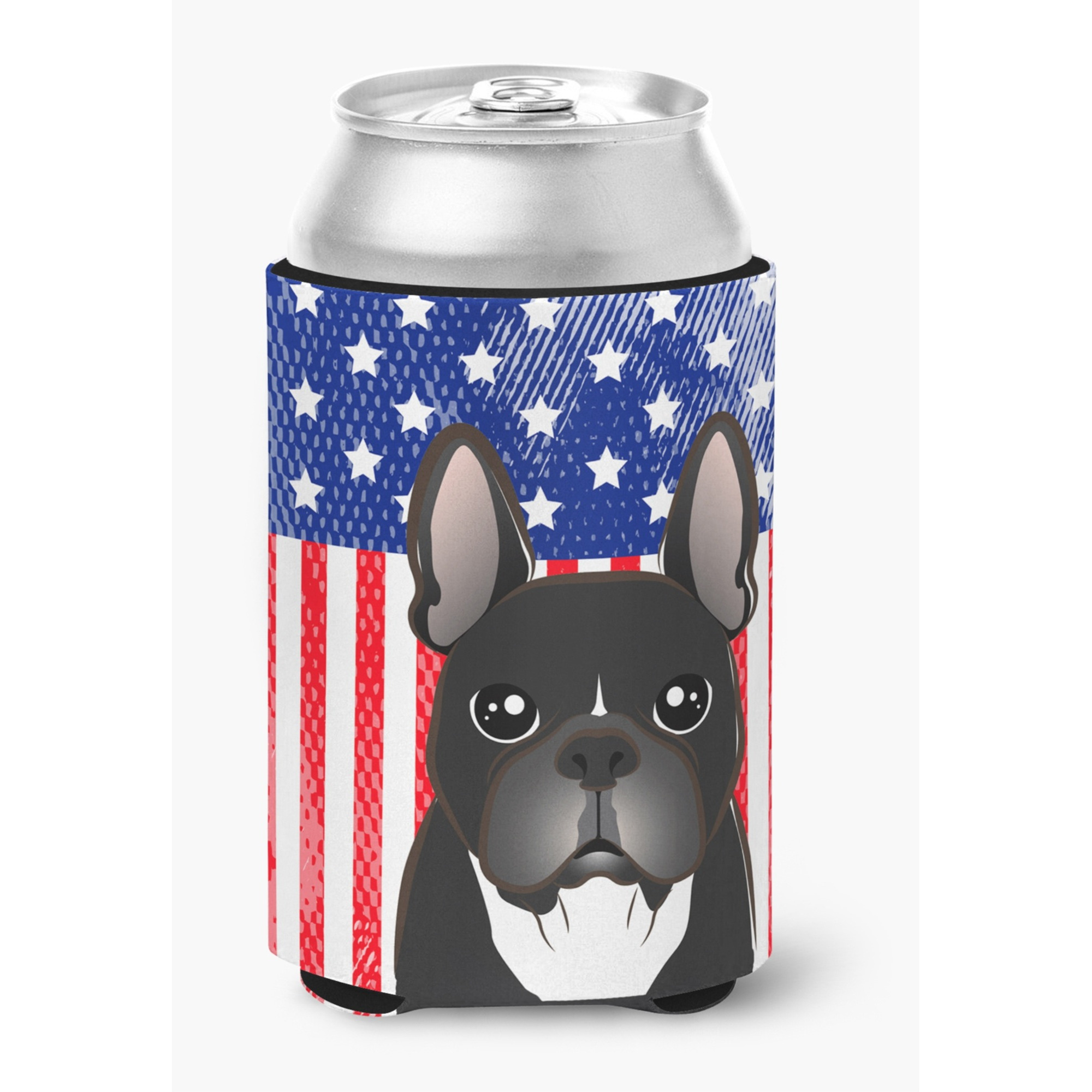 &quotCaroline's Treasures BB2157CC American Flag And French Bulldog Can Or Bottle Hugger, Multicolor"