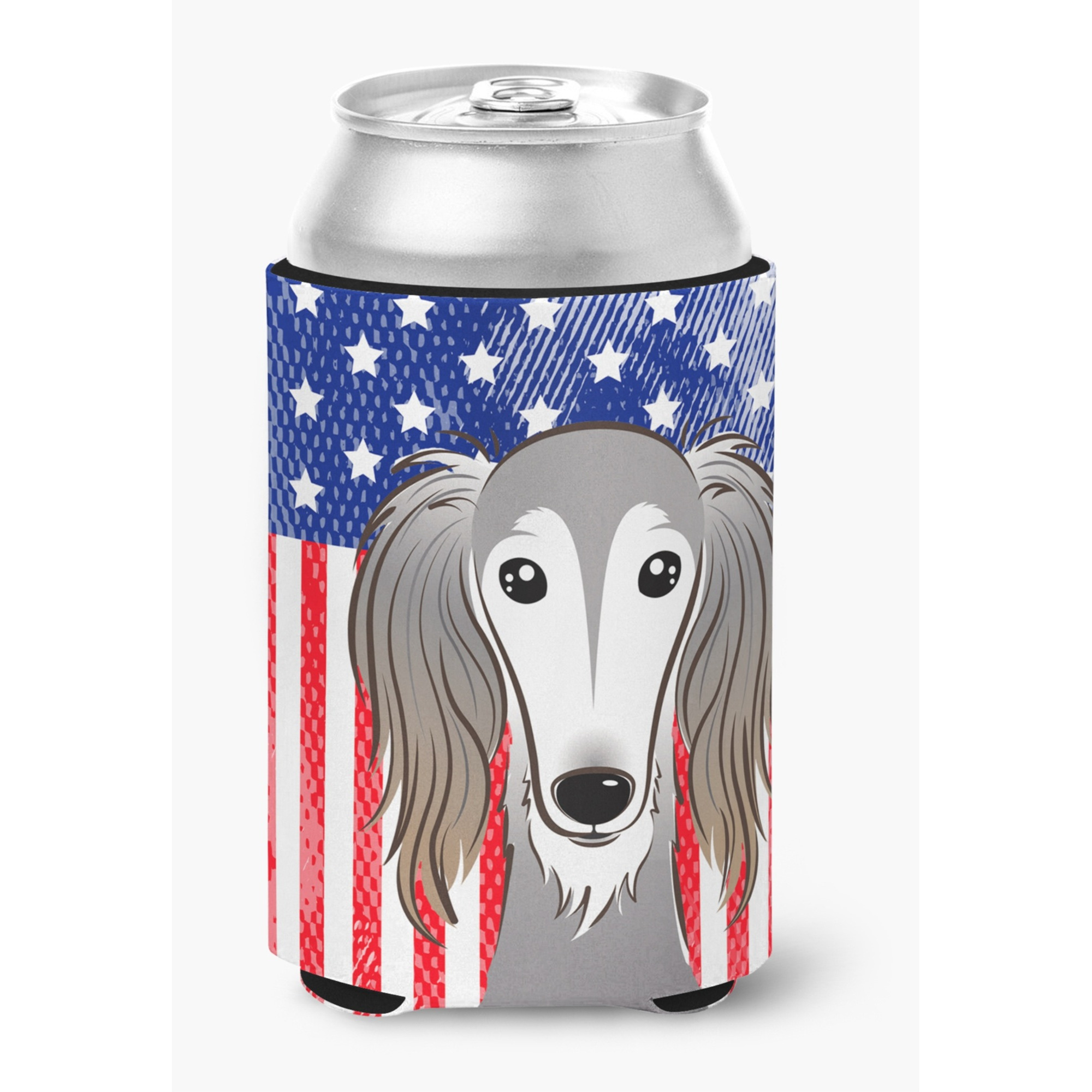 &quotCaroline's Treasures BB2159CC American Flag And Saluki Can Or Bottle Hugger, Multicolor"