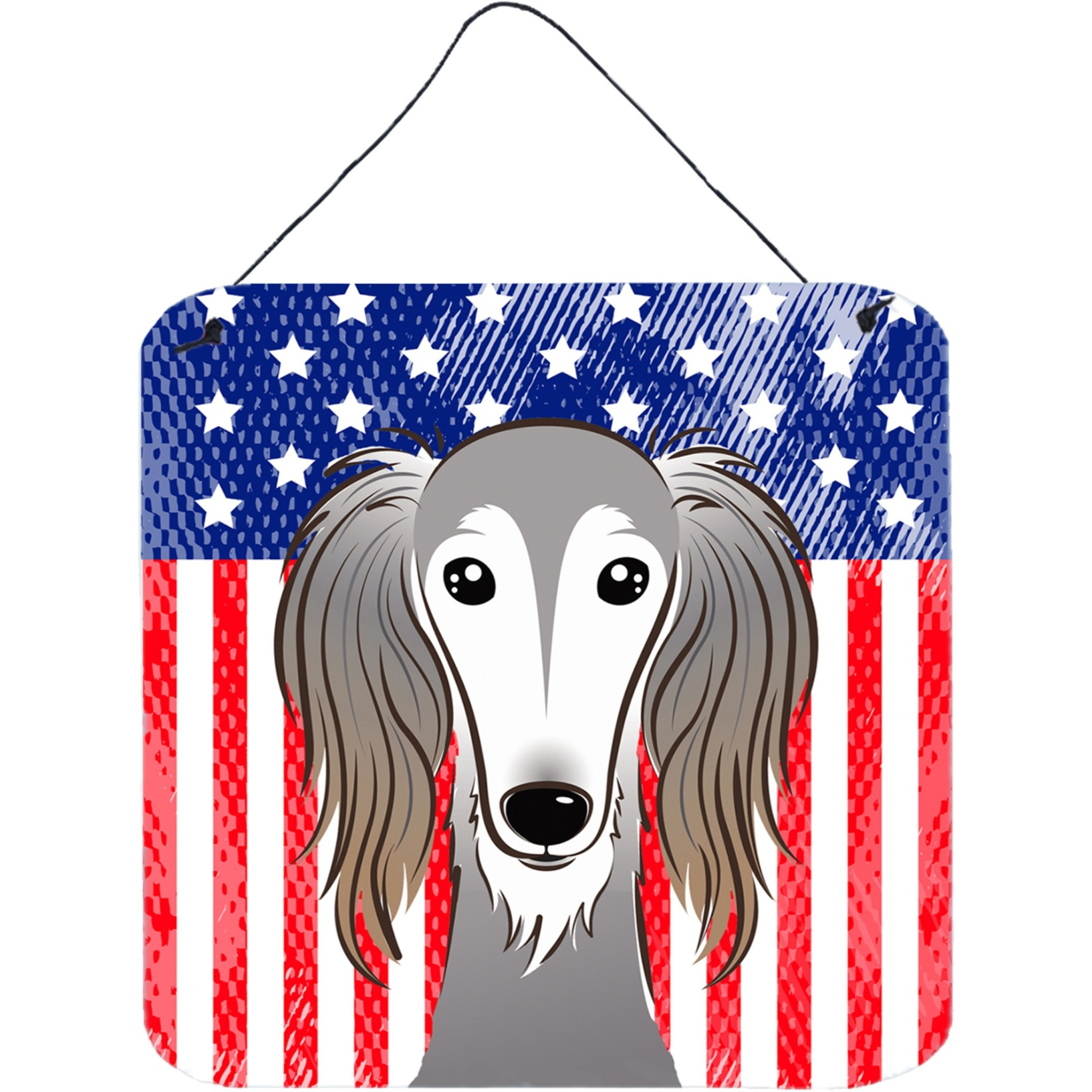 &quotCaroline's Treasures American Flag and Saluki Door Hanging Prints wall-decor, Multicolor"