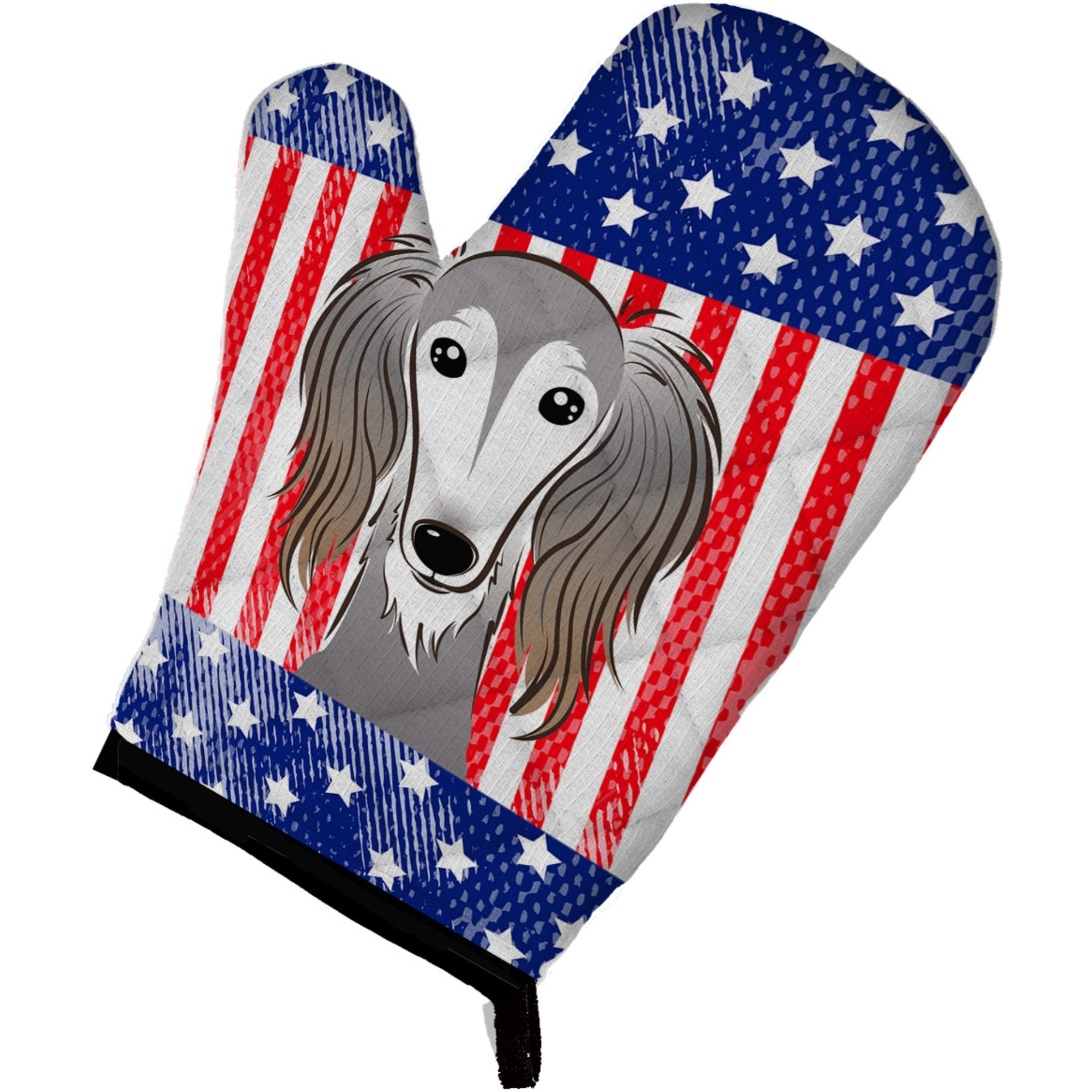 &quotCaroline's Treasures BB2159OVMT American Flag and Saluki Oven Mitt, 12"" by 8.5"", Multicolor"