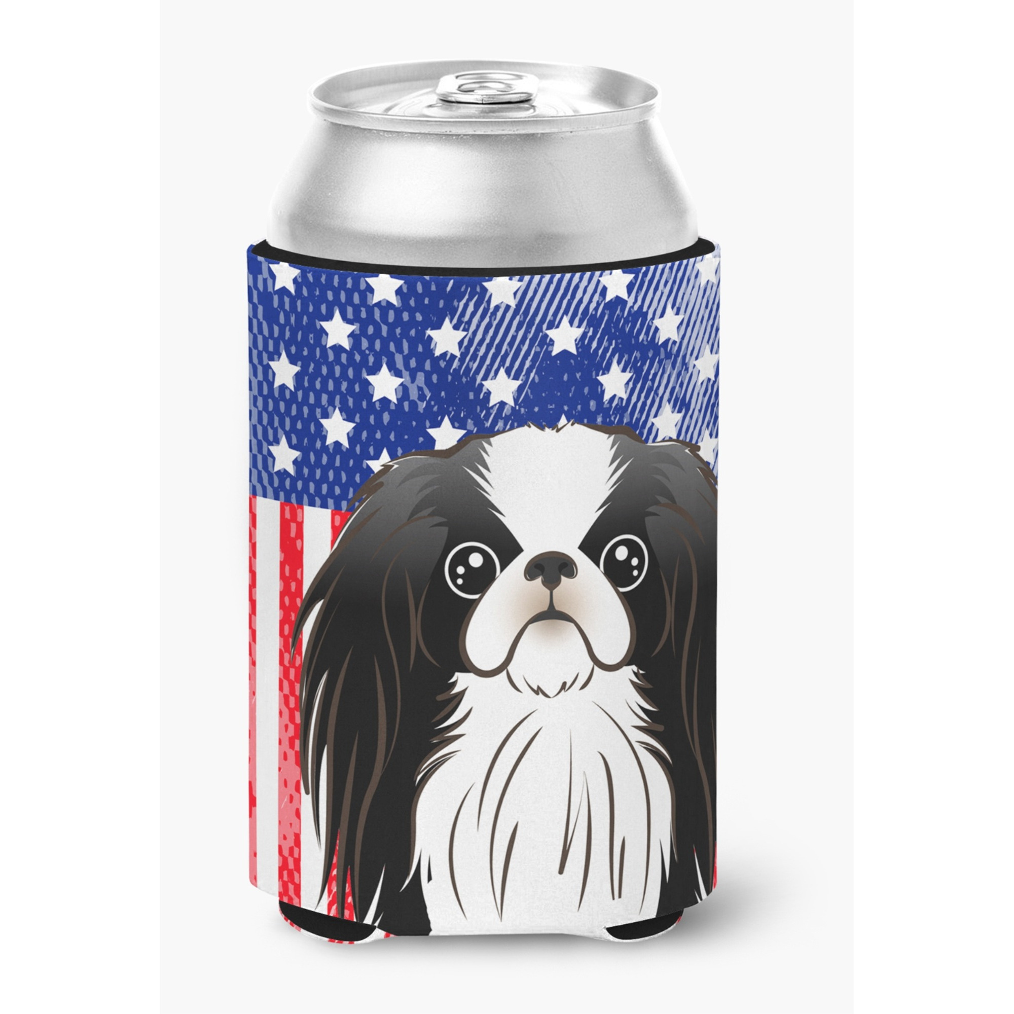 &quotCaroline's Treasures BB2160CC American Flag And Japanese Chin Can Or Bottle Hugger, Multicolor"