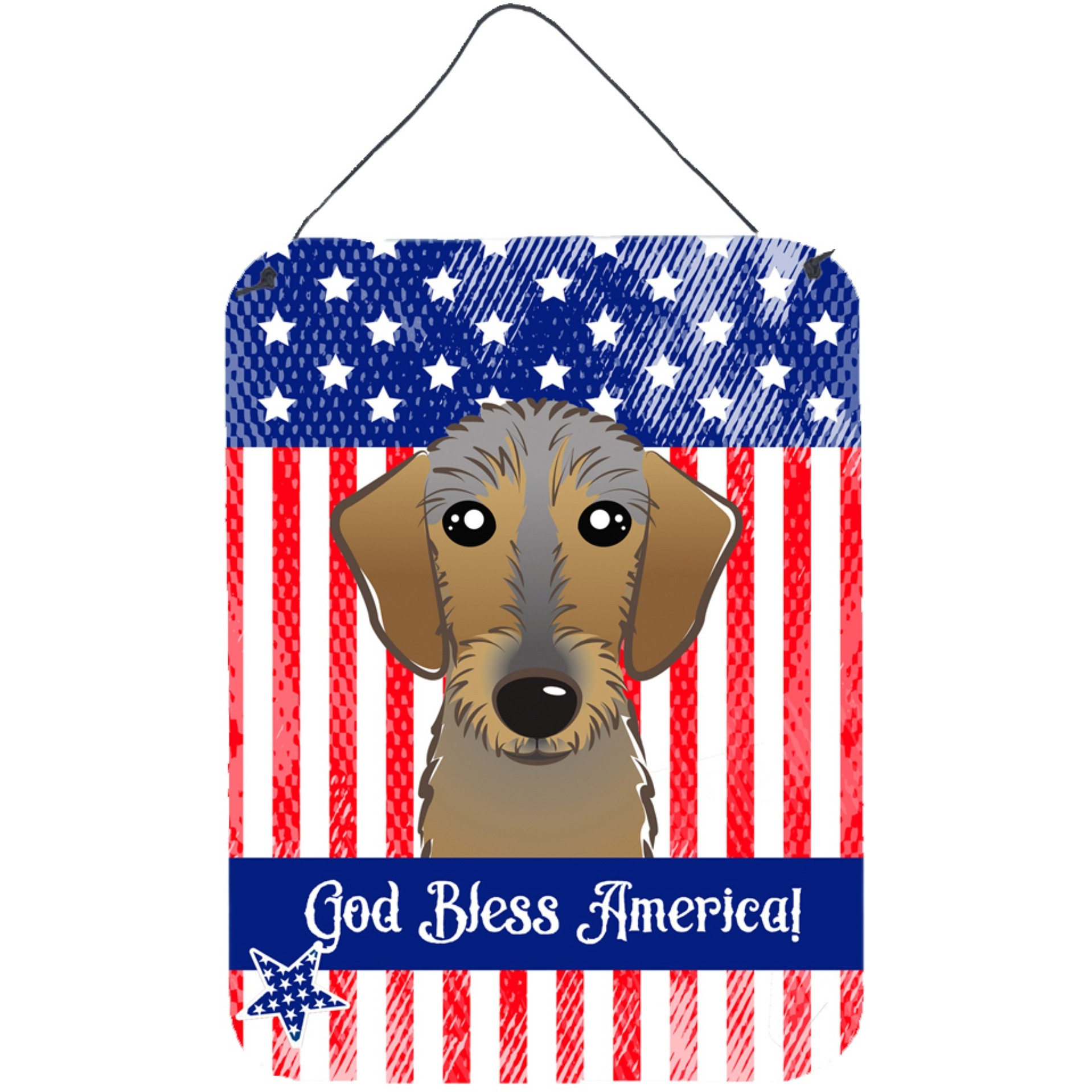 &quotCaroline's Treasures God Bless American Flag with Chocolate Labrador Wall or Door Hanging Prints BB2164DS1216, 16HX12W, Multicolor"