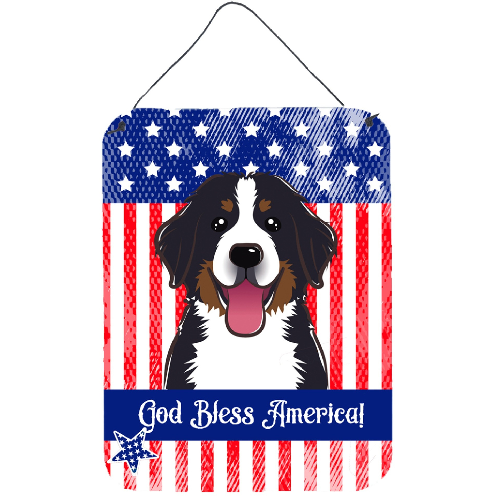&quotCaroline's Treasures God Bless American Flag with Bernese Mountain Dog Wall or Door Hanging Prints BB2167DS1216, 16HX12W, Multicolor"