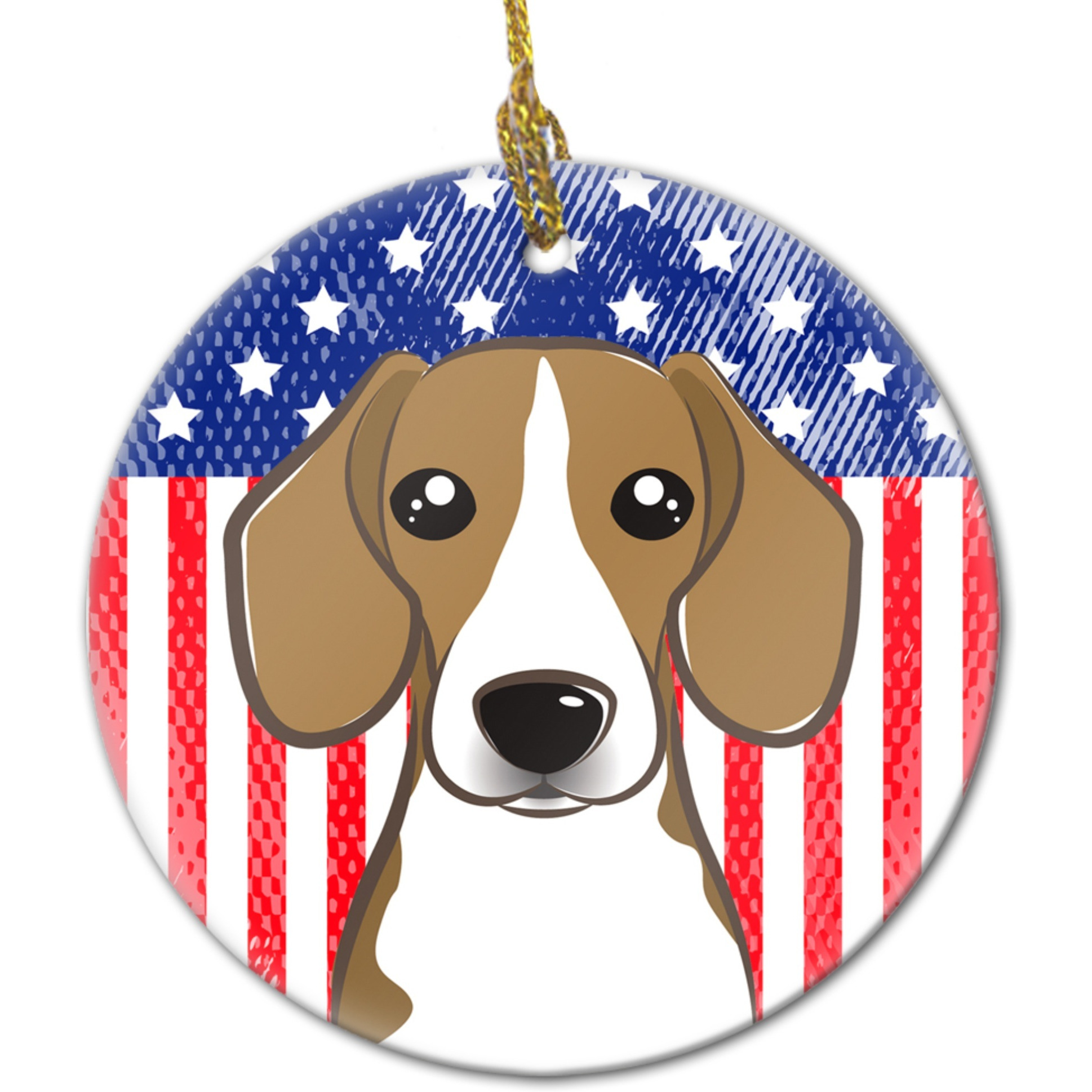 &quotCaroline's Treasures American Flag and Beagle Ceramic Ornament, Multicolor"