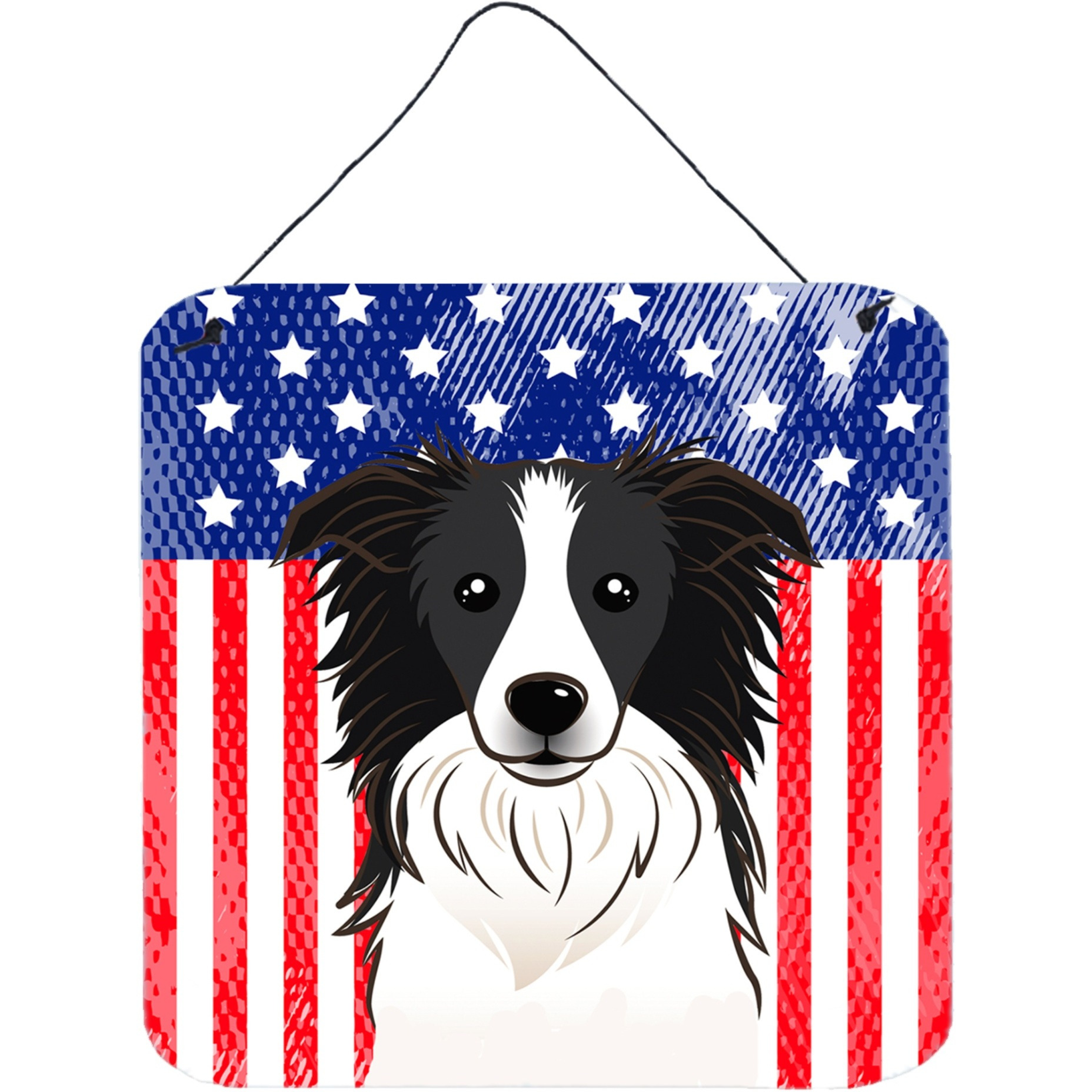 &quotCaroline's Treasures American Flag and Border Collie Door Hanging Prints wall-decor, Multicolor"
