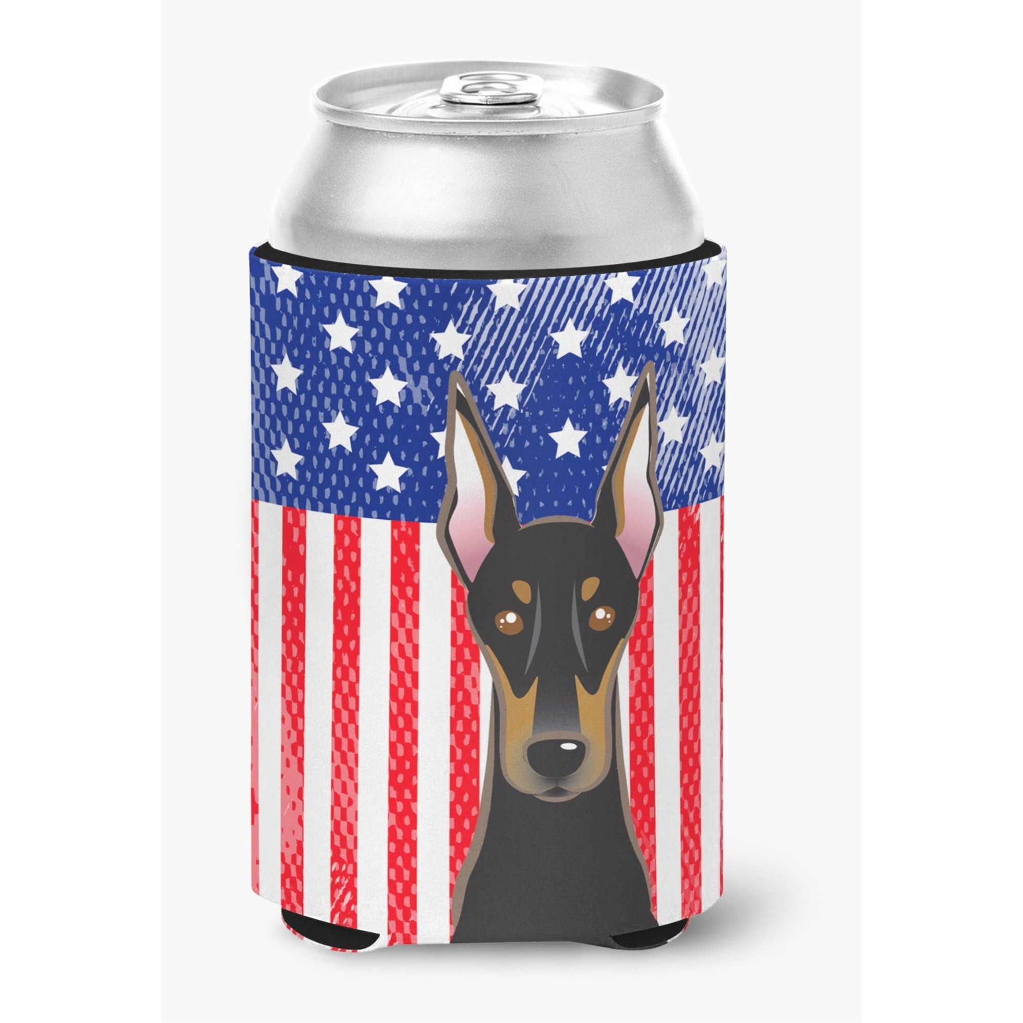 &quotCaroline's Treasures BB2175CC American Flag And Doberman Can Or Bottle Hugger, Multicolor"