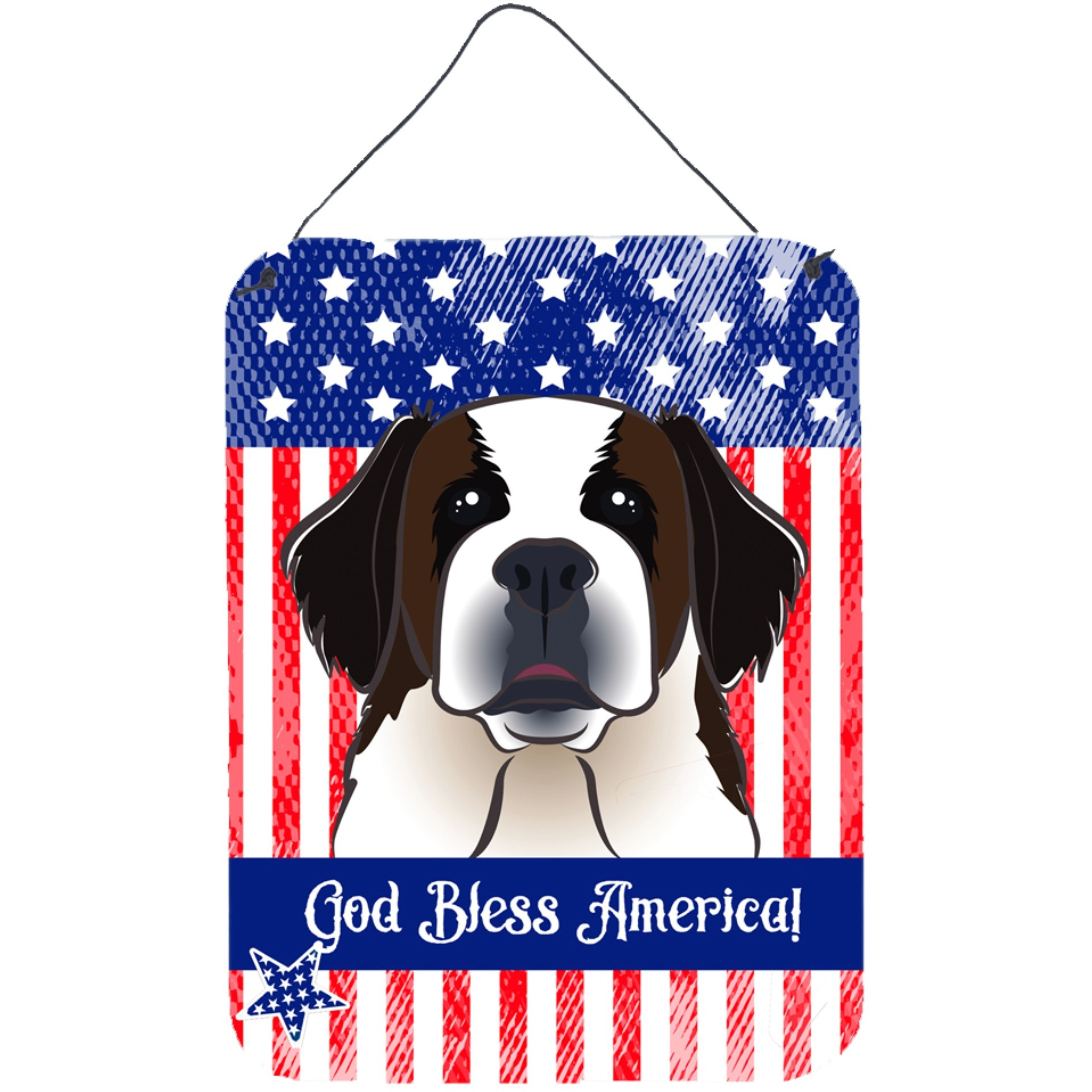 &quotCaroline's Treasures God Bless American Flag with Saint Bernard Wall or Door Hanging Prints BB2176DS1216, 16HX12W, Multicolor"