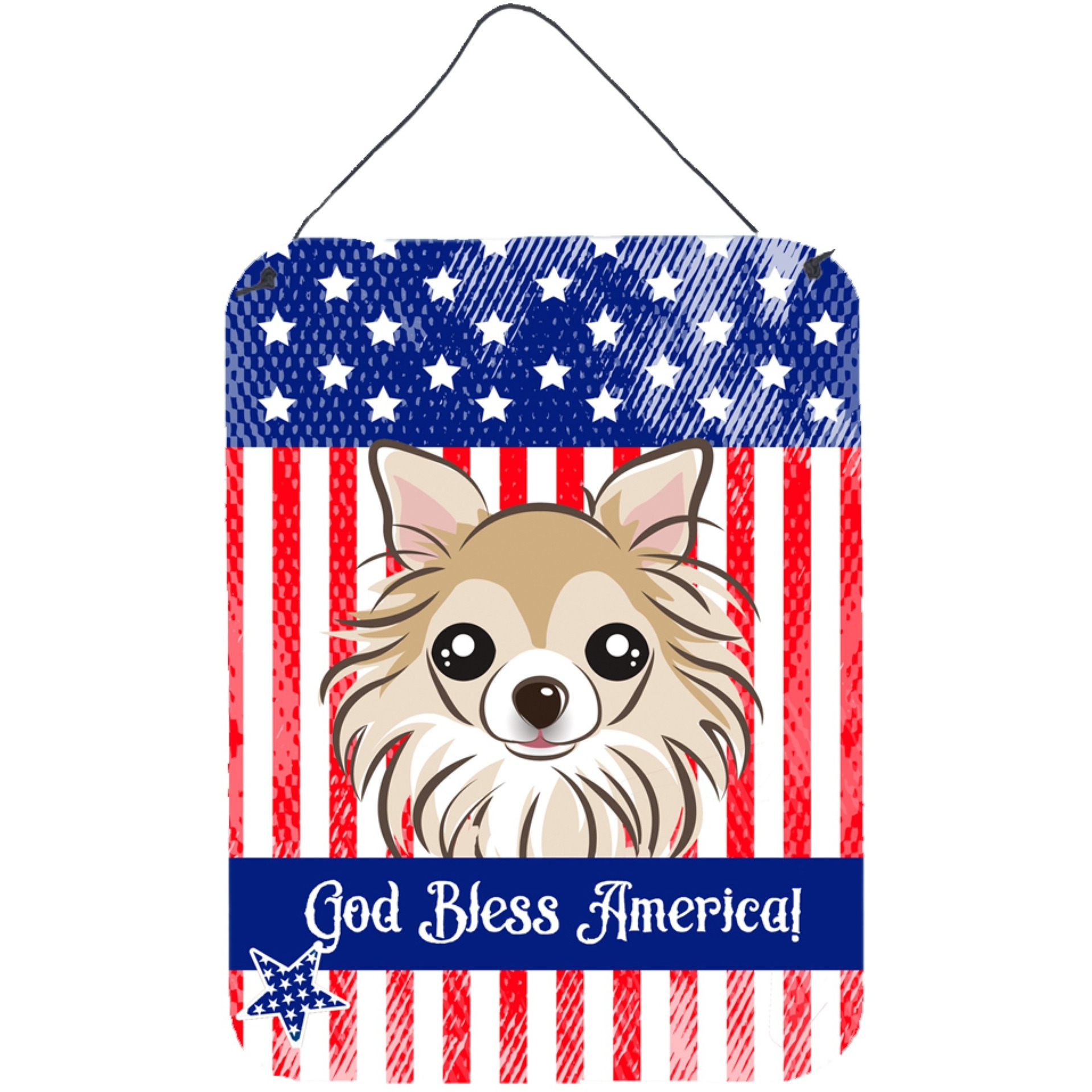 &quotCaroline's Treasures God Bless American Flag with Chihuahua Wall or Door Hanging Prints BB2181DS1216, 16HX12W, Multicolor"