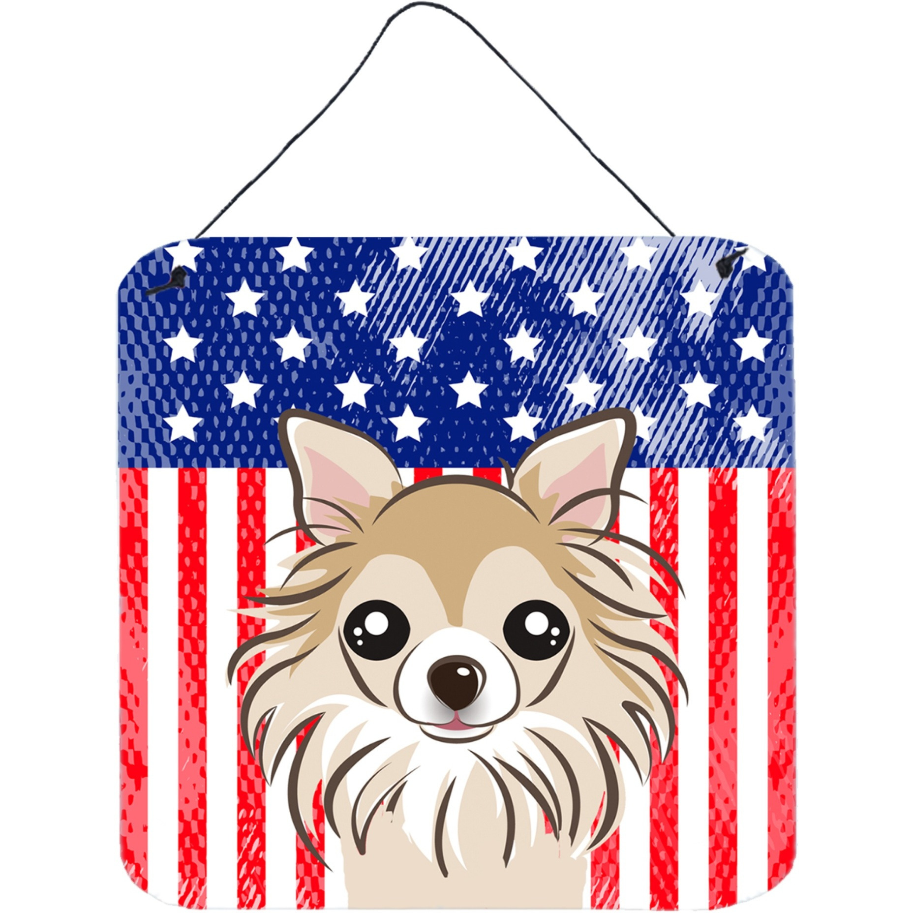 &quotCaroline's Treasures American Flag and Chihuahua Door Hanging Prints wall-decor, Multicolor"