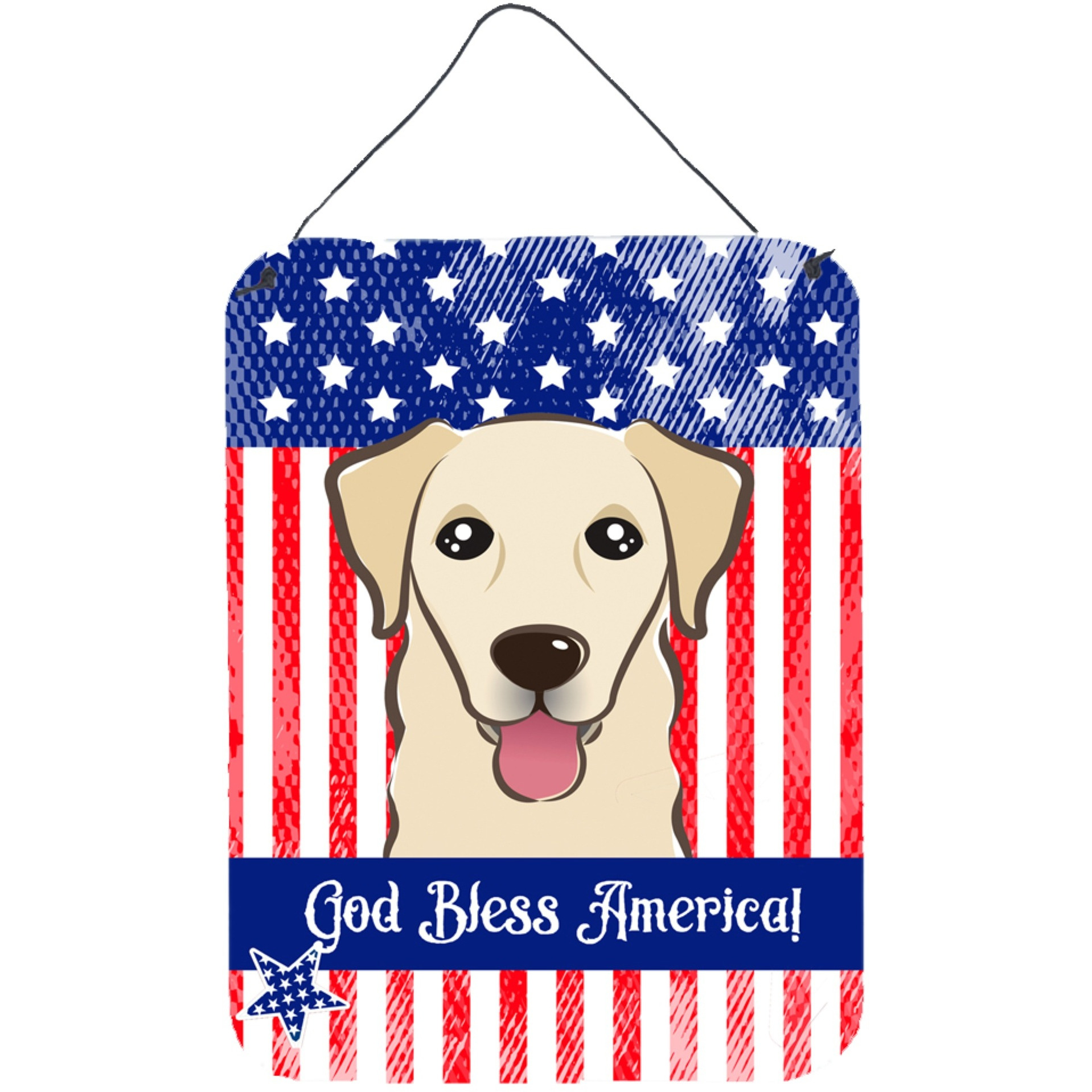 &quotCaroline's Treasures God Bless American Flag with Golden Retriever Wall or Door Hanging Prints BB2182DS1216, 16HX12W, Multicolor"