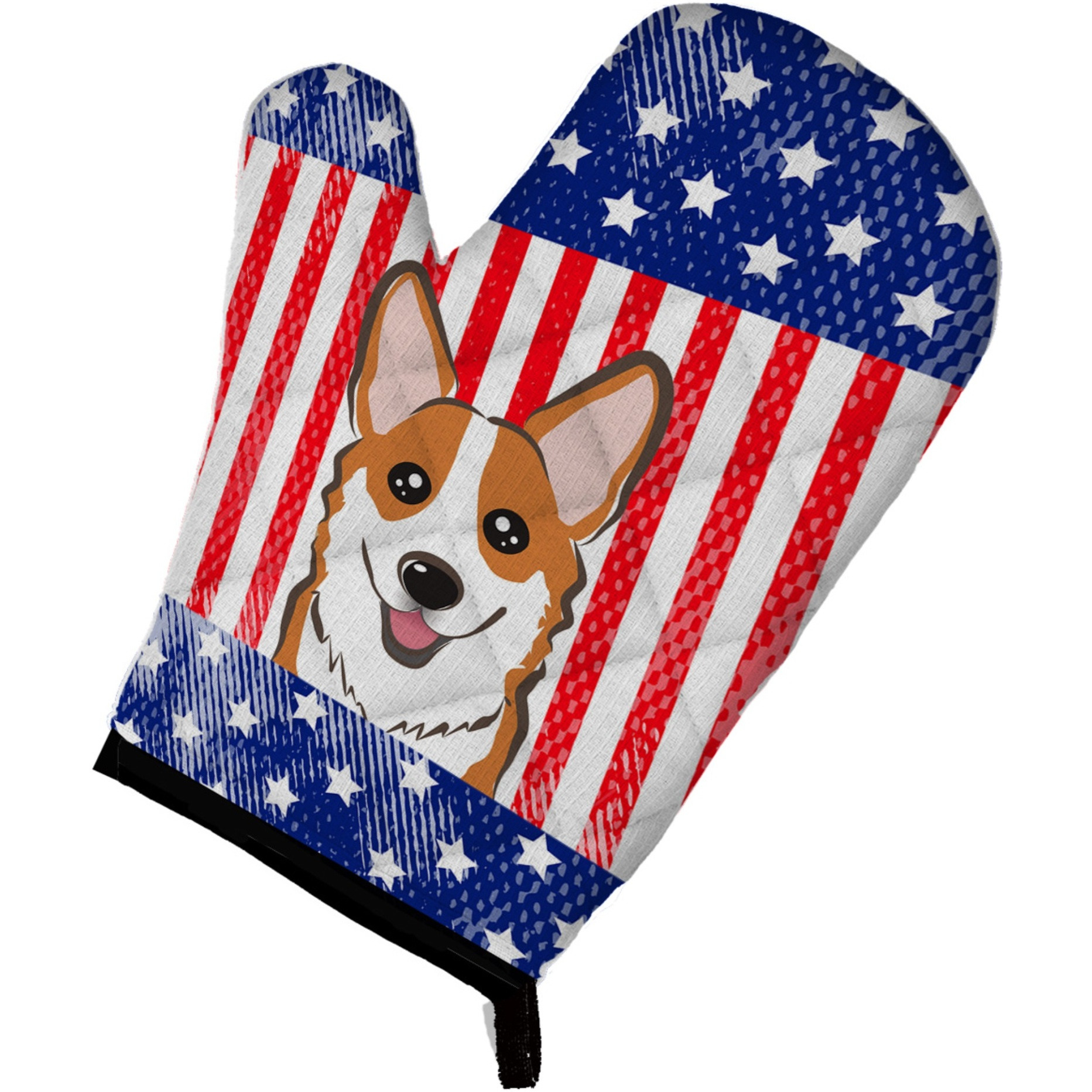 &quotCaroline's Treasures BB2184OVMT American Flag and Red Corgi Oven Mitt, 12"" by 8.5"", Multicolor"