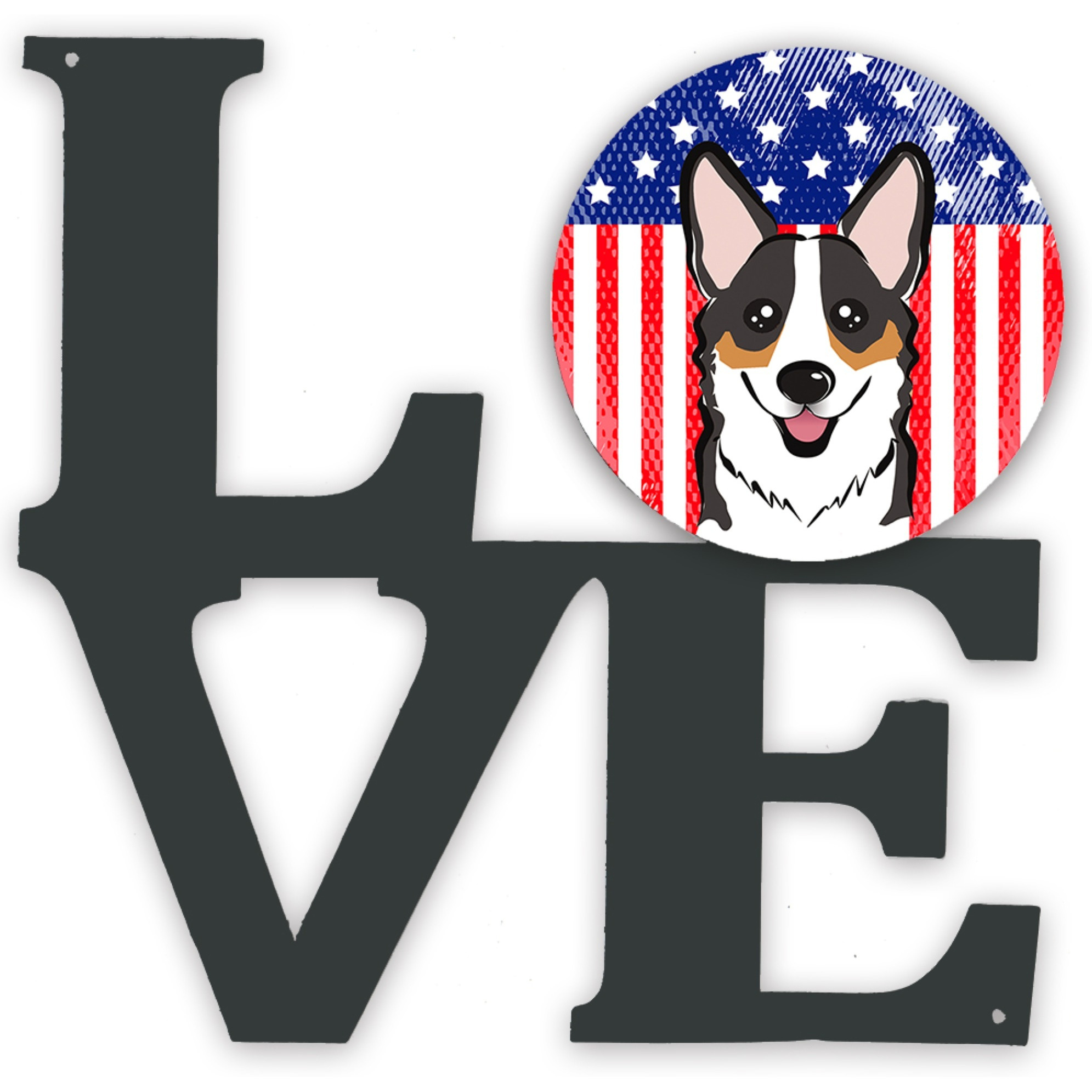 &quotCaroline's Treasures American Flag and Tricolor Corgi Metal Artwork Love wall-decor, Multicolor"