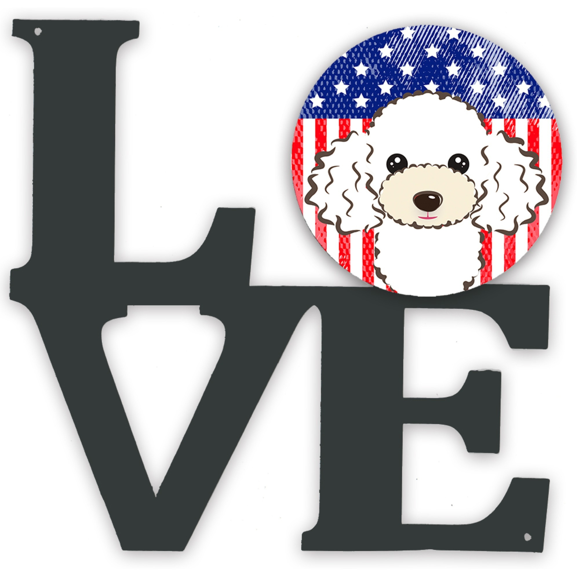 &quotCaroline's Treasures American Flag and White Poodle Metal Artwork Love wall-decor, Multicolor"