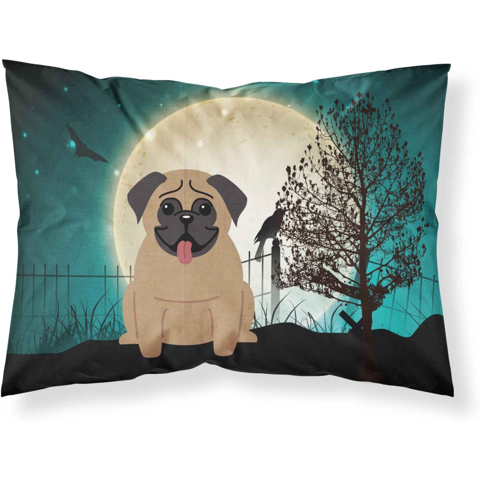 &quotCaroline's Treasures Halloween Scary Pug Brown Fabric Standard Pillowcase BB2195PILLOWCASE, Multicolor"
