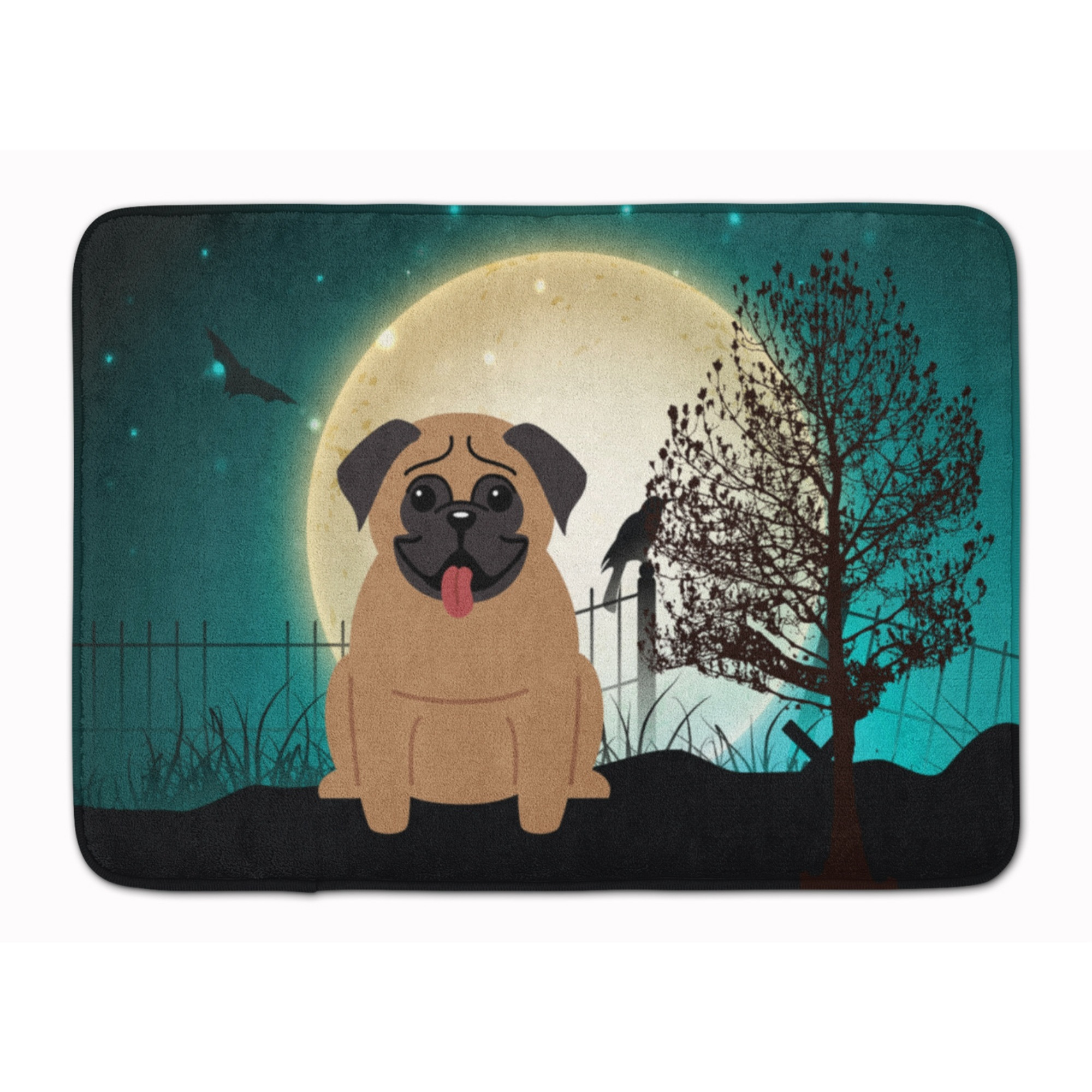 &quotCaroline's Treasures Halloween Scary Pug Brown Floor Mat, 19"" x 27"", Multicolor"