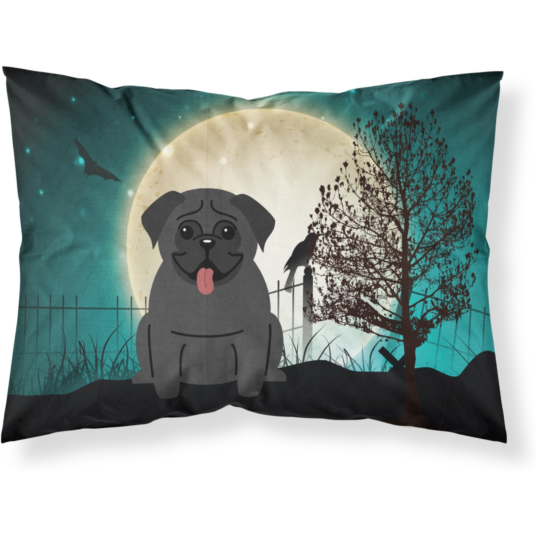 Caroline's Treasures Halloween Scary Pug Black Fabric Standard Pillowcase BB2196PILLOWCASE