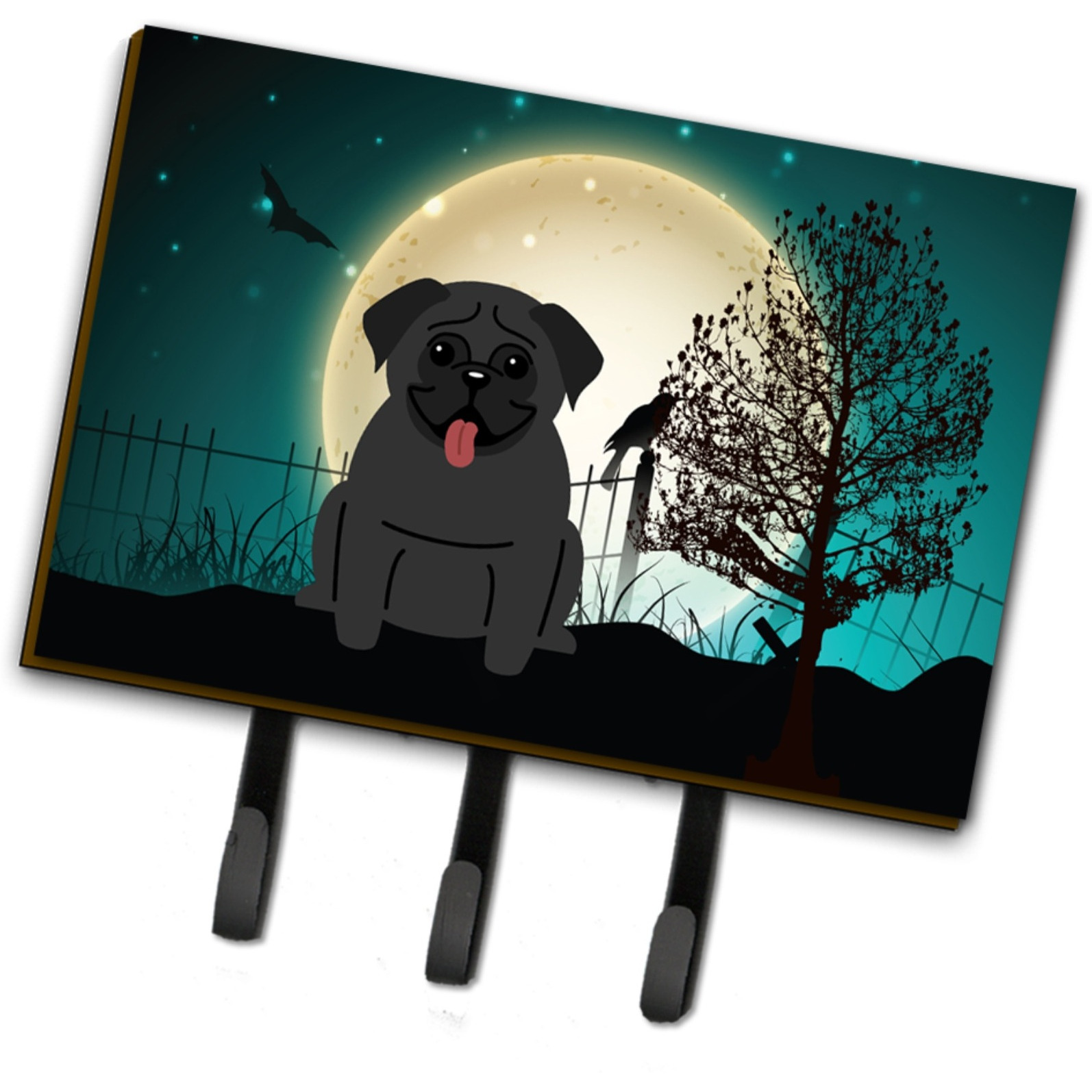 &quotCaroline's Treasures Halloween Scary Pug Black Leash or Key Holder BB2196TH68, Triple"