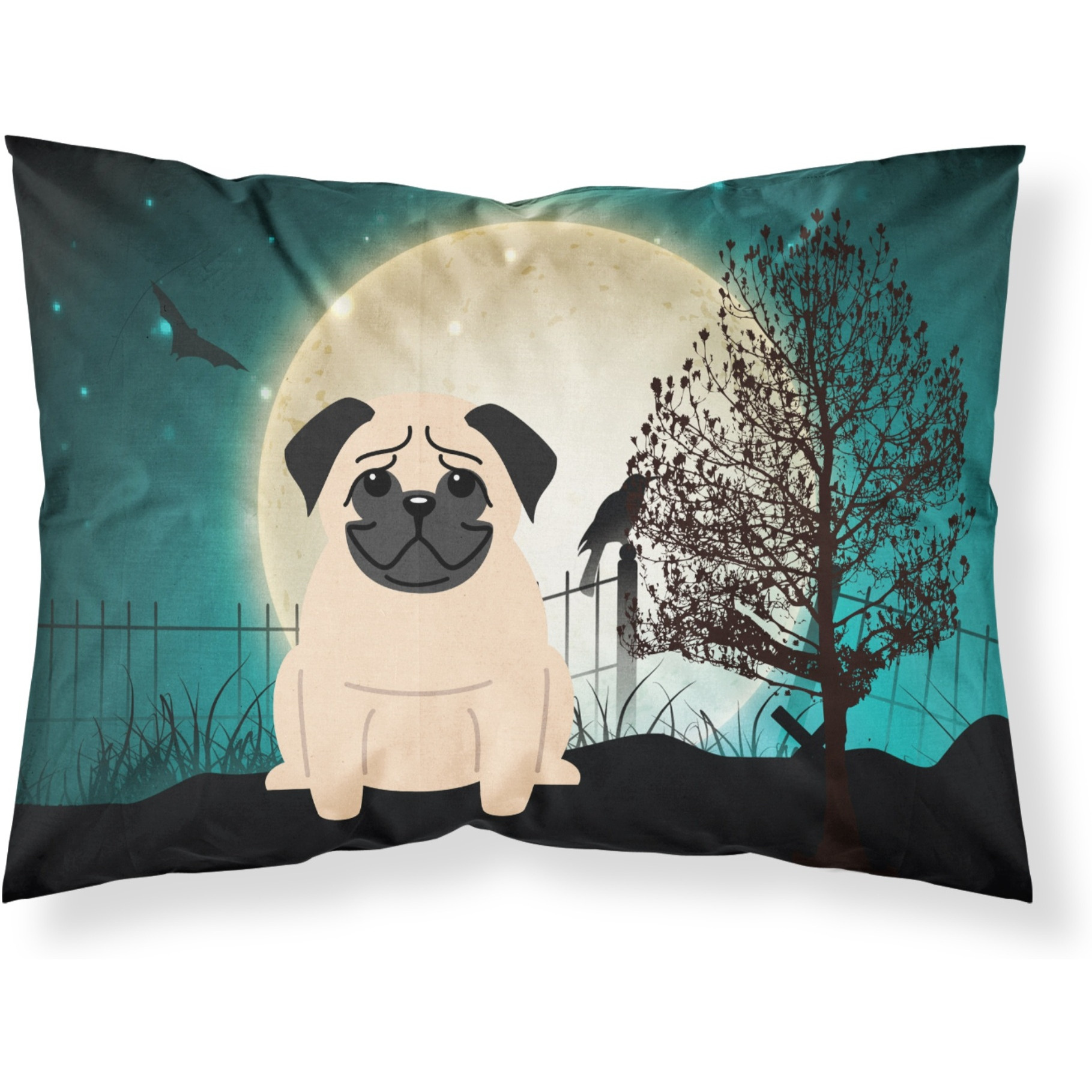 &quotCaroline's Treasures Halloween Scary Pug Fawn Fabric Standard Pillowcase BB2198PILLOWCASE,"