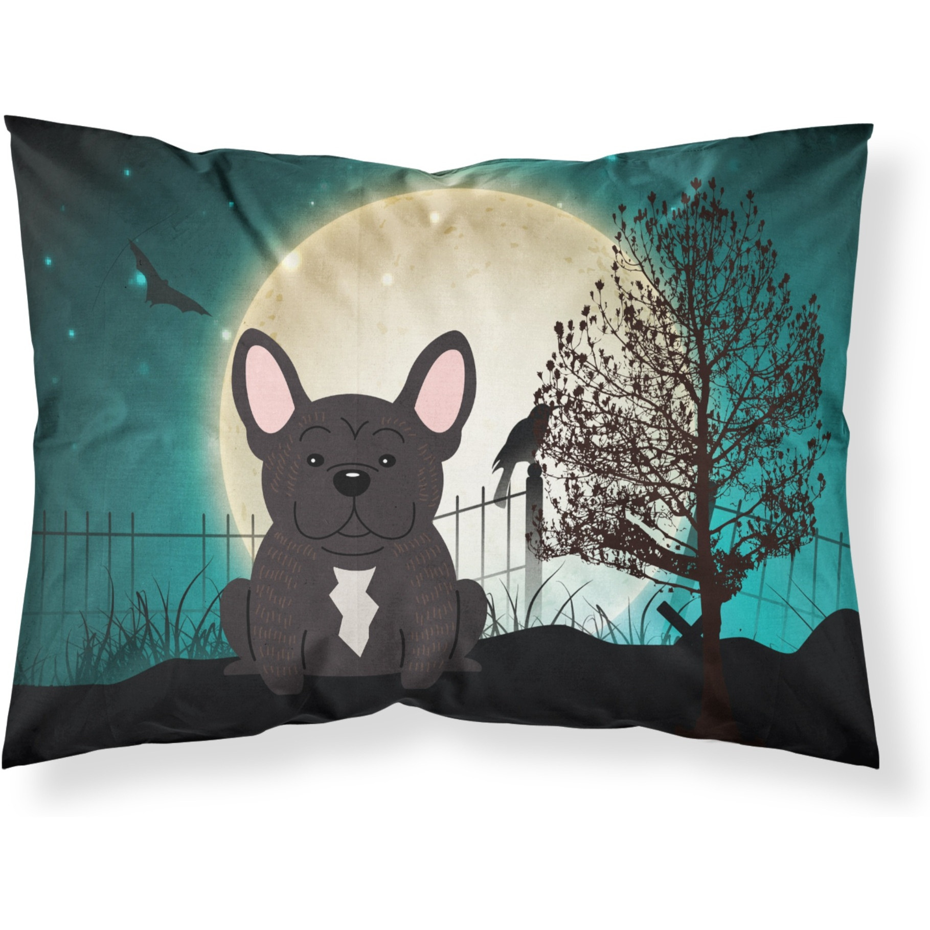 &quotCaroline's Treasures Halloween Scary French Bulldog Brindle Fabric Standard Pillowcase BB2199PILLOWCASE, Multicolor"